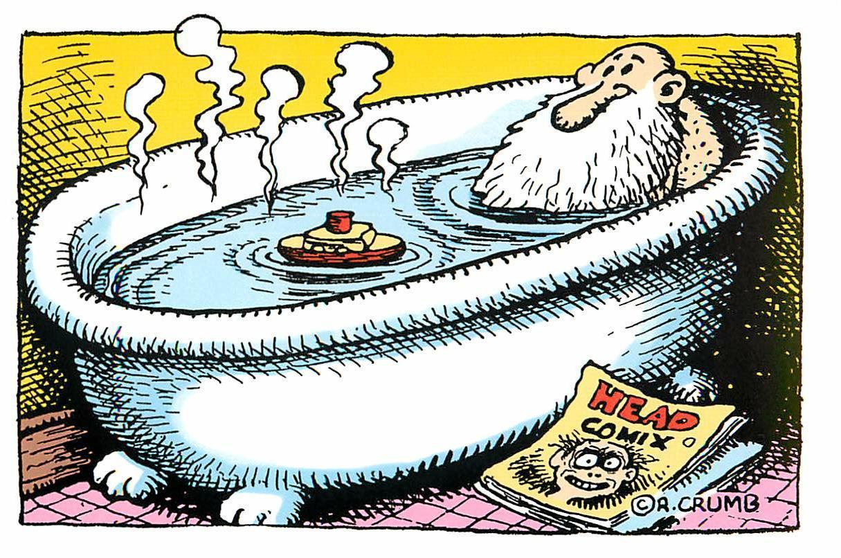 R. Crumb Mr. Natural in the Bathtub with a Head Comix Postcard. Topics & Comics, Postcard