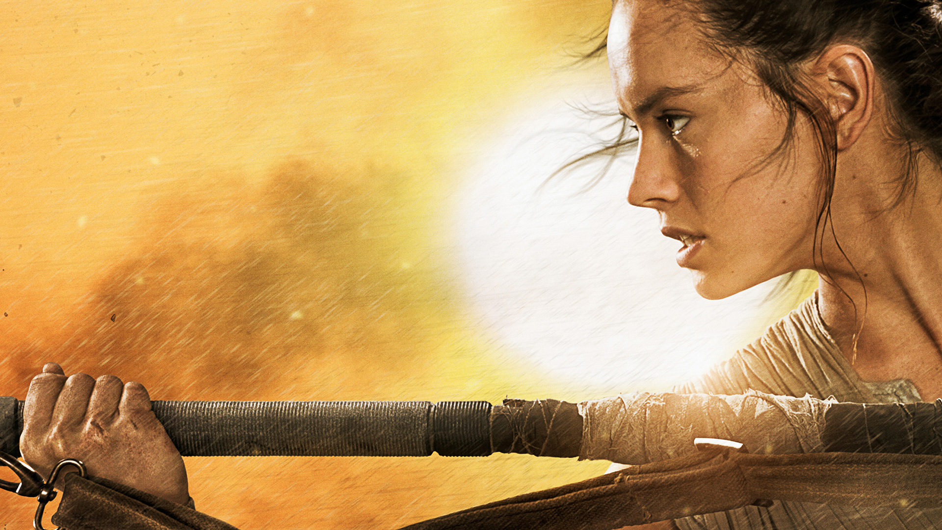 Rey in Action. Star Wars Episode VII HD Wallpaper