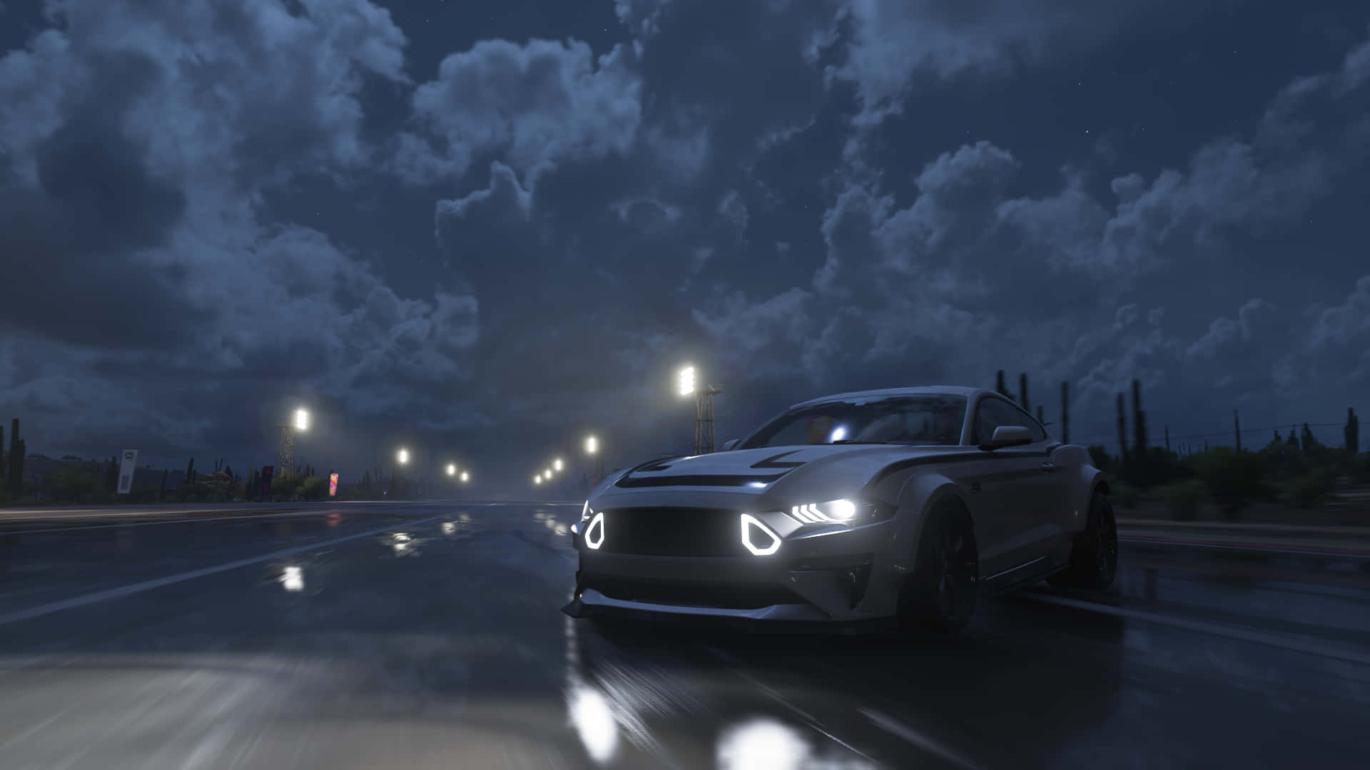 Download Ford Mustang Sports Car In The Dark Wallpaper