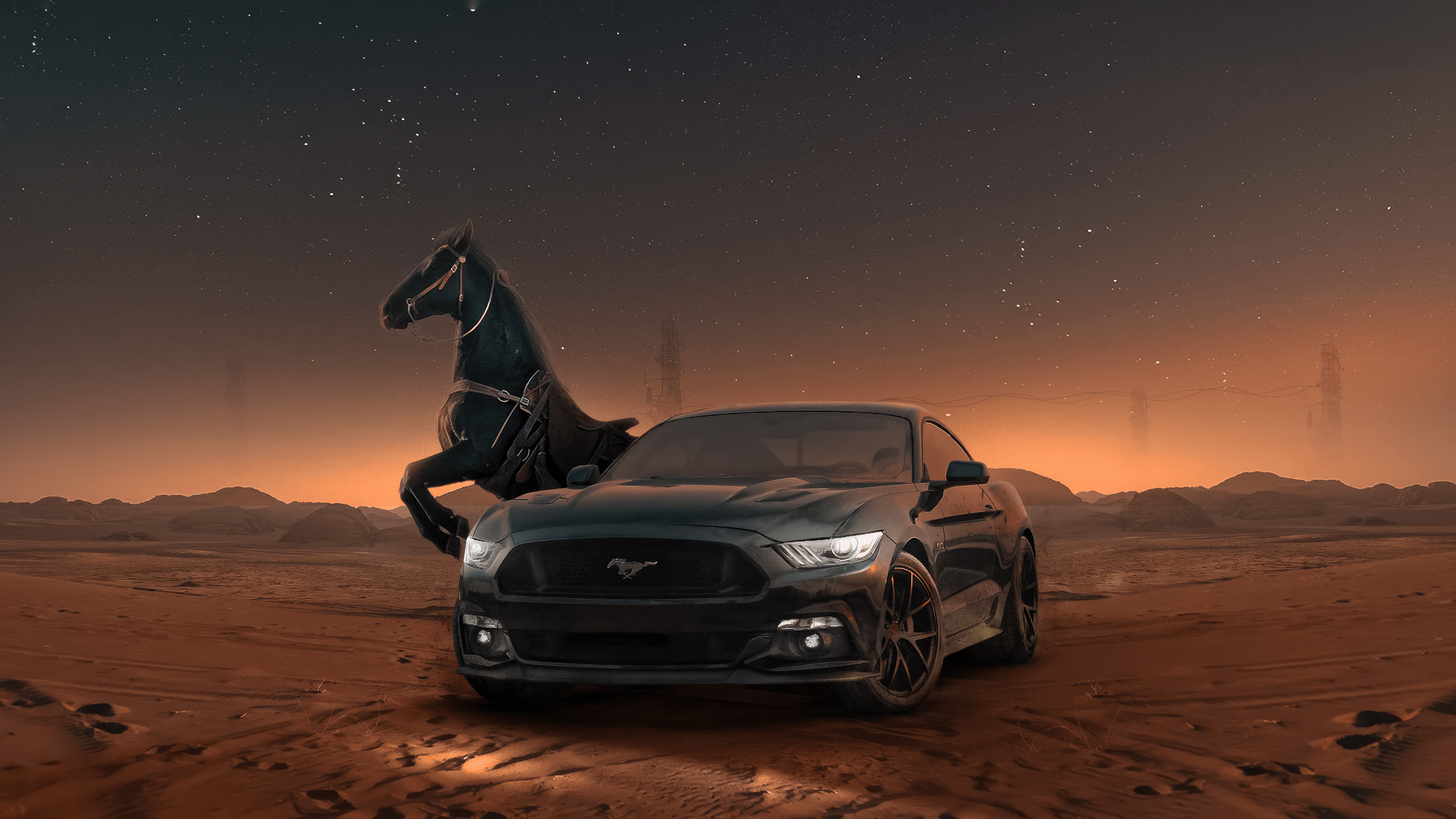 Ford Mustang with black horse Desktop wallpaper 1024x1024