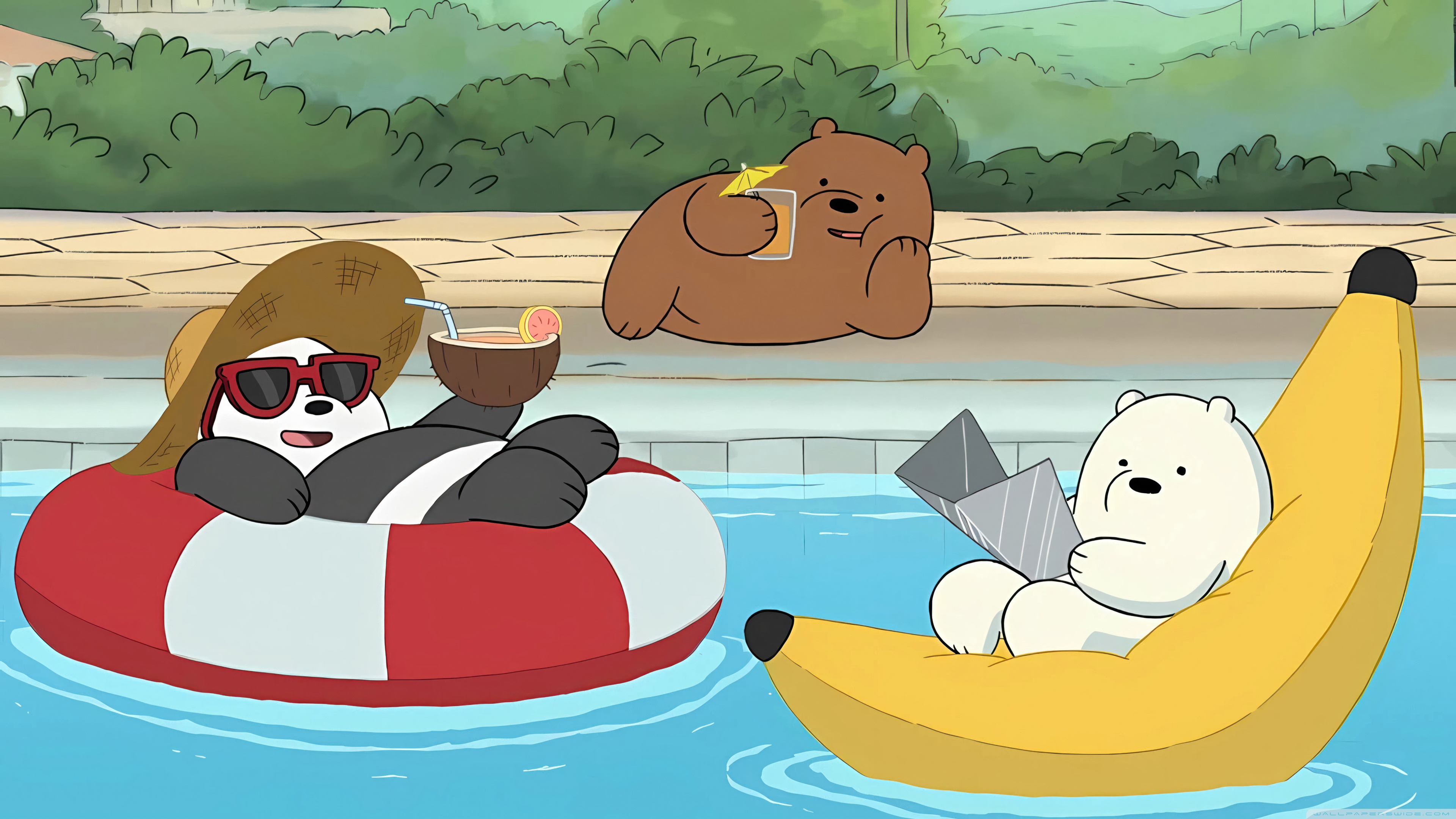 We Bare Bears, Swimming Pool 4K UHD Wallpaper for UltraHD Desktop and TV, Widescreen and UltraWide Display, Smartphone and Tablet Devices