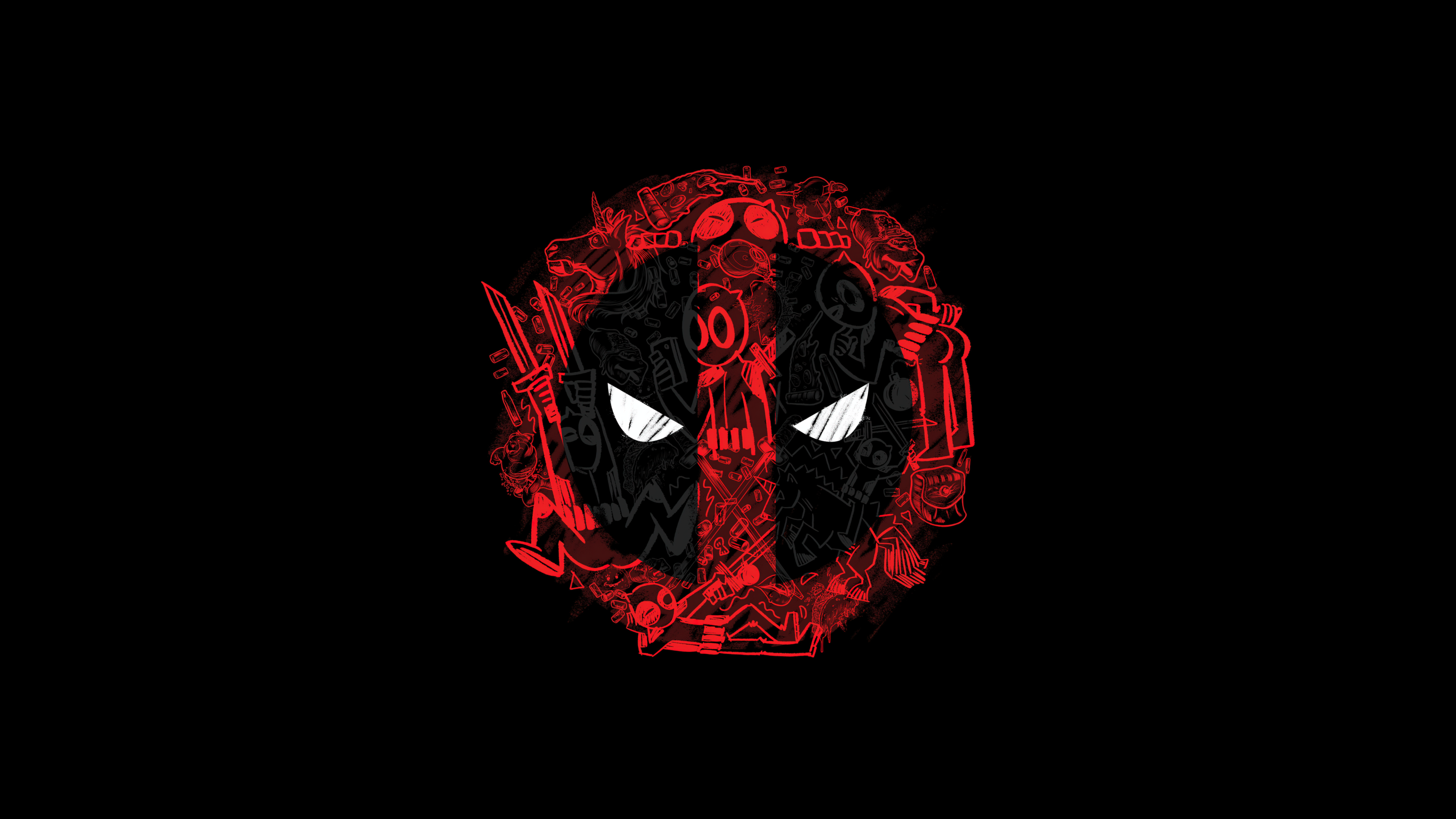 Deadpool Wallpaper 4K, Black background