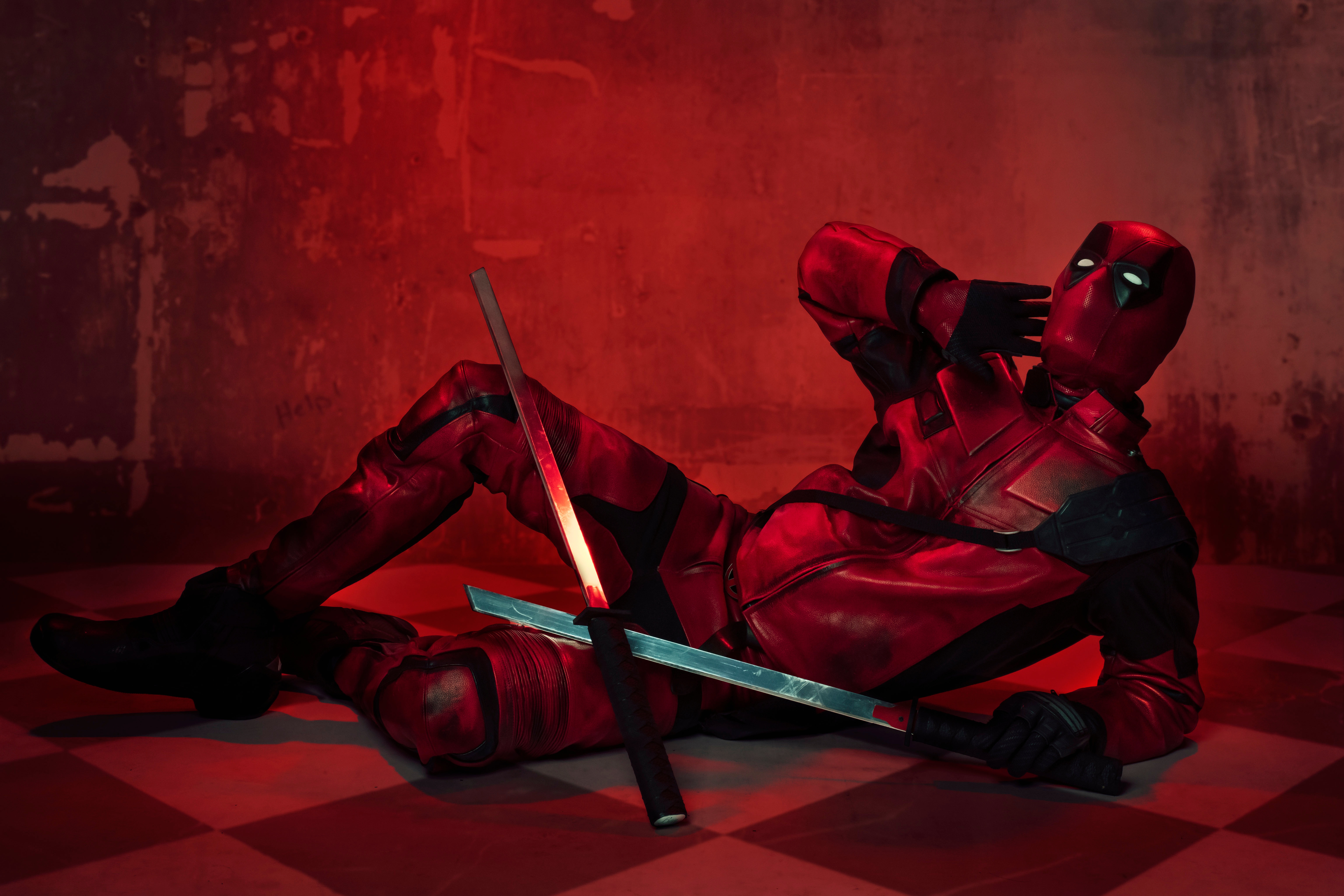 Wallpaper Deadpool, hero, Cosplay, Swords for mobile and desktop, section фантастика, resolution 6144x4096