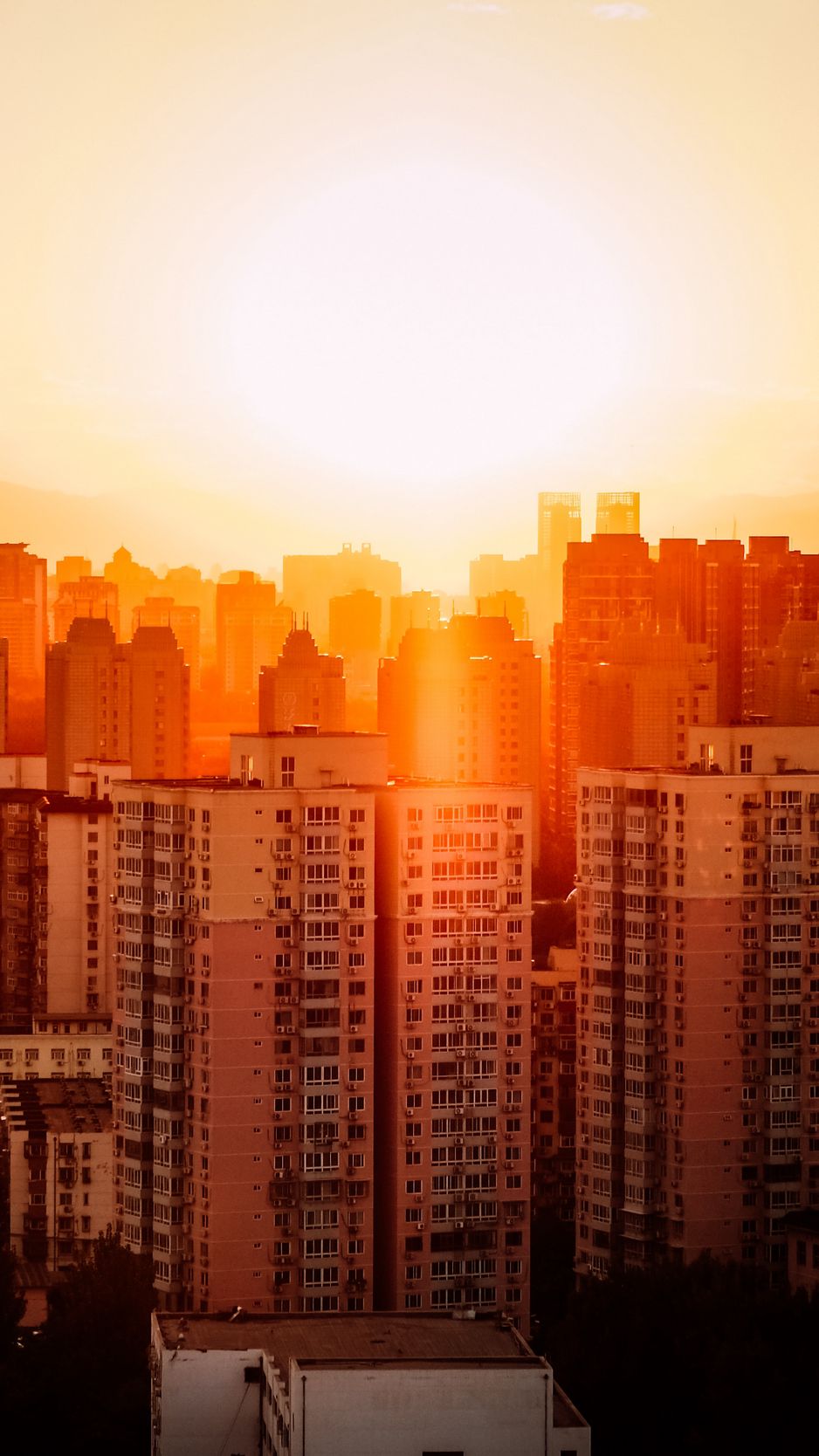 Download Wallpaper 938x1668 Buildings, Sunset, Aerial View, Beijing, China Iphone 8 7 6s 6 For Parallax HD Background