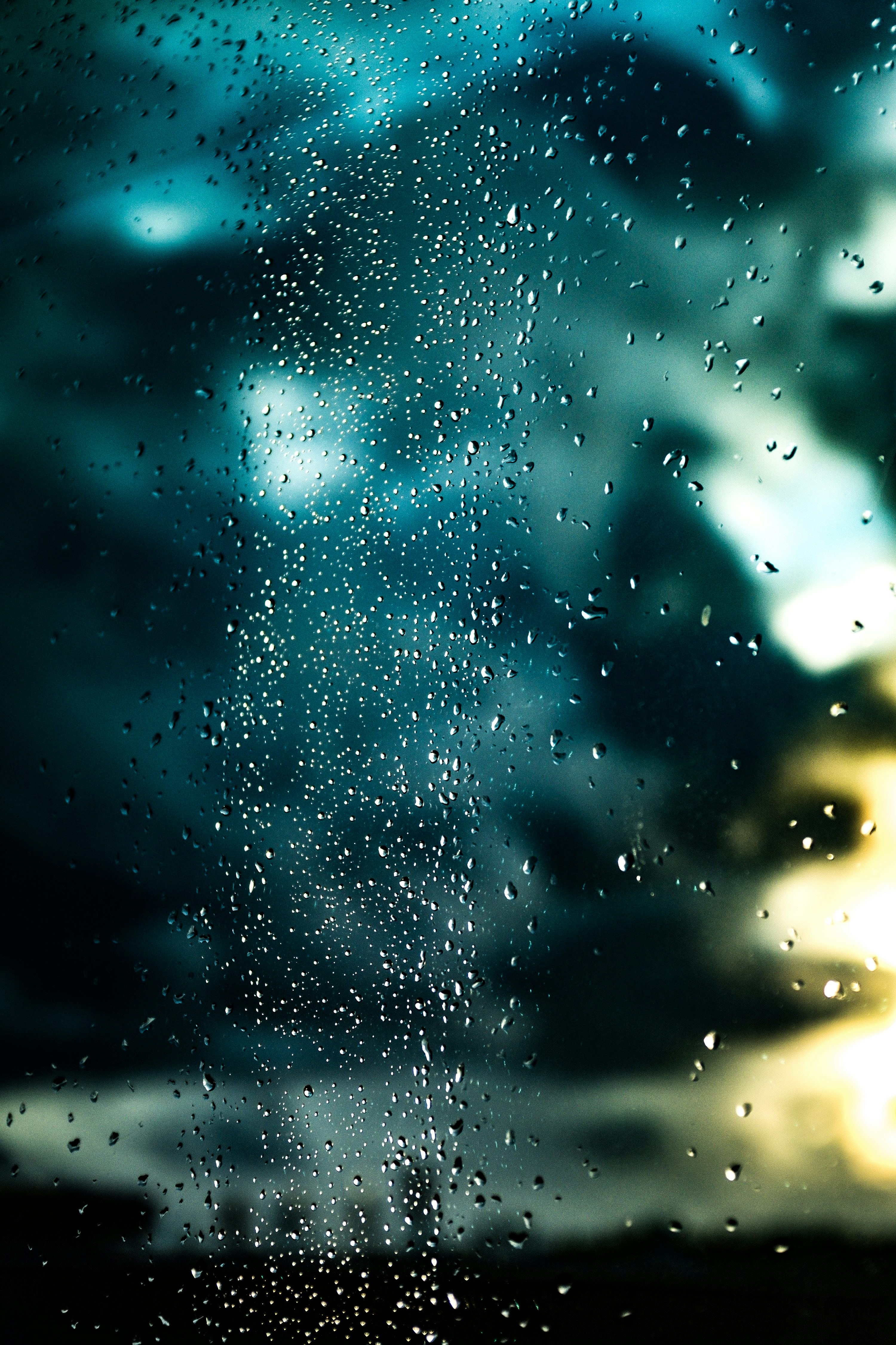 A window with rain drops on the glass photo