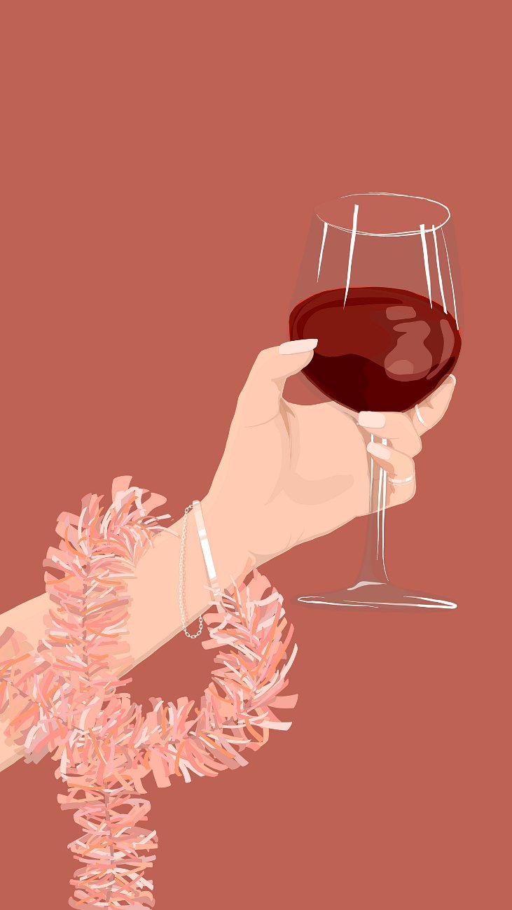 Aesthetic celebration mobile wallpaper, red. Premium Vector Illustration