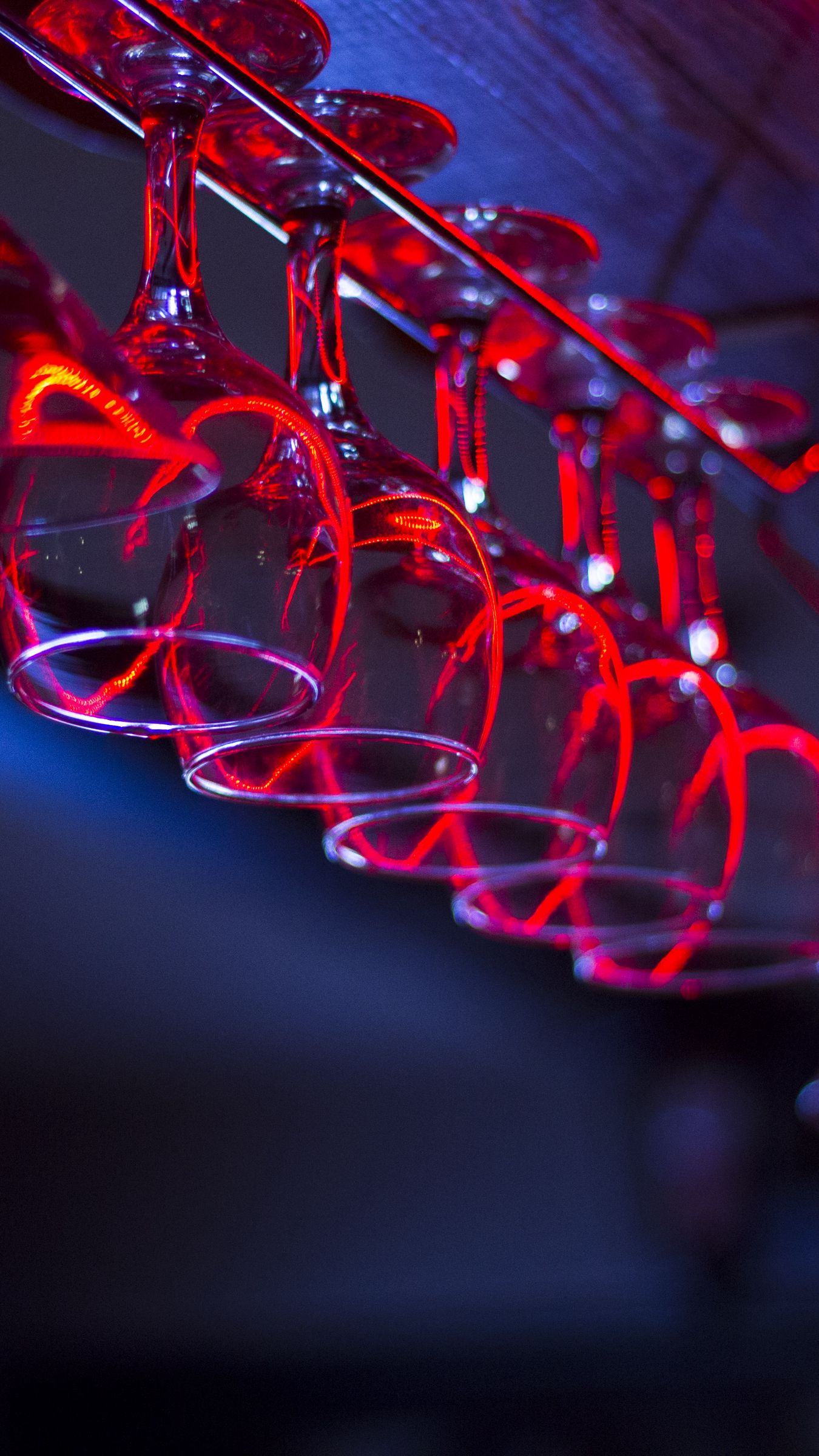 Download wallpaper 1350x2400 wine glasses, lighting, holder iphone 8+/7+/6s+/for parallax HD background