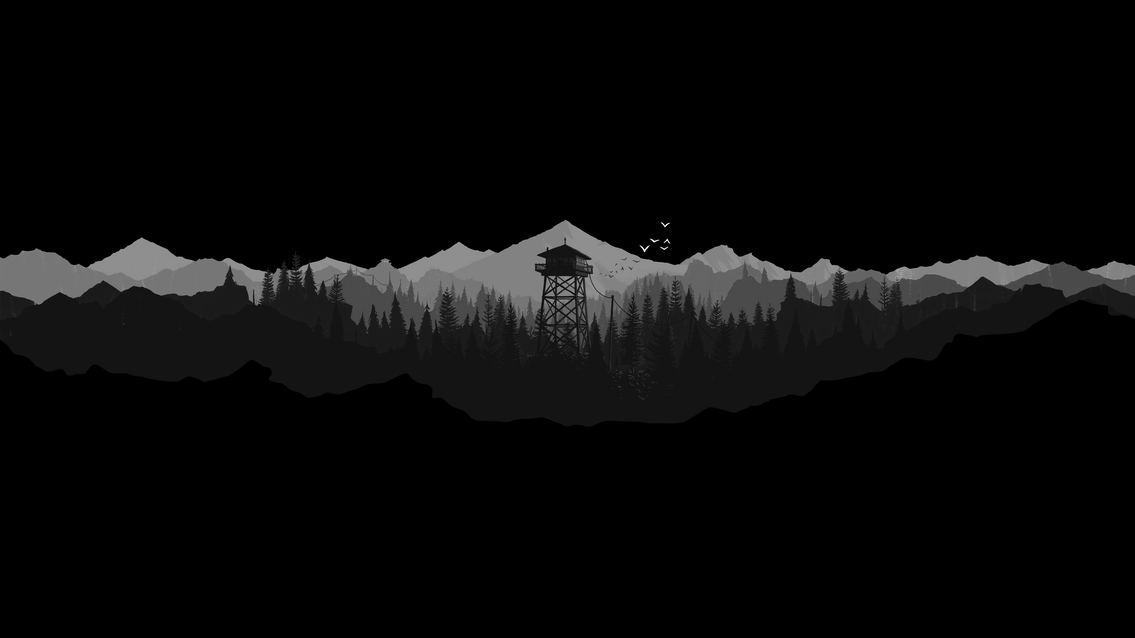 Black and White Firewatch Desktop Wallpaper