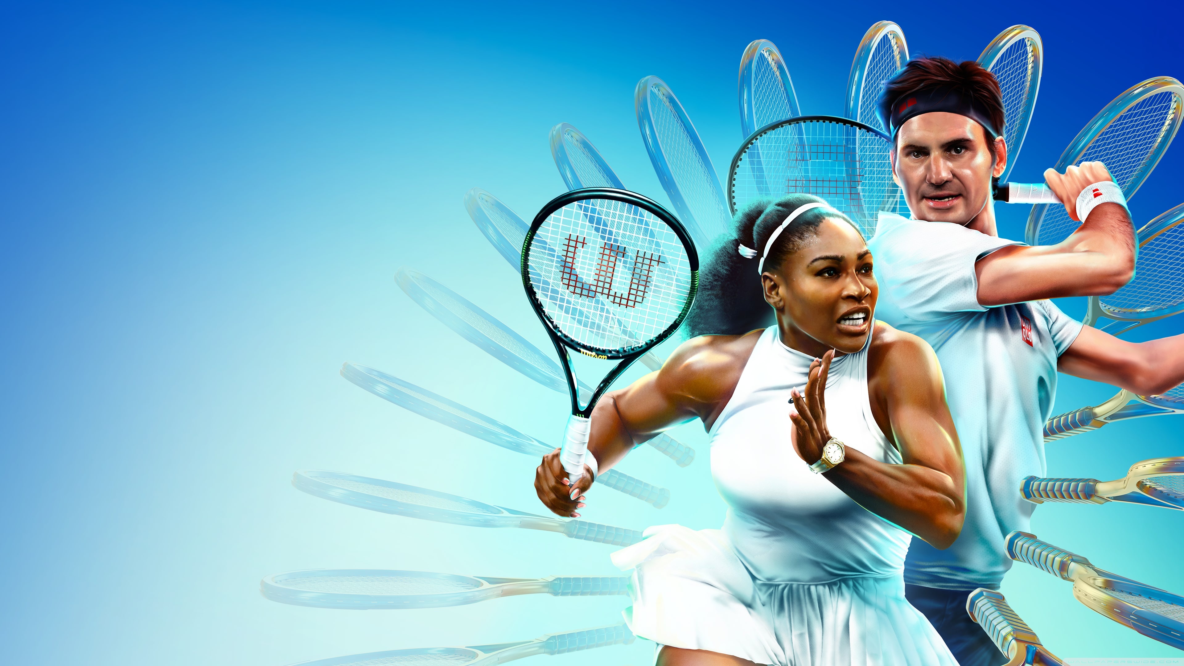 TopSpin 2K25 Tennis Video Game Roger Federer and Serena Williams 4K UHD Wallpaper for UltraHD Desktop and TV, Widescreen and UltraWide Display, Smartphone and Tablet Devices