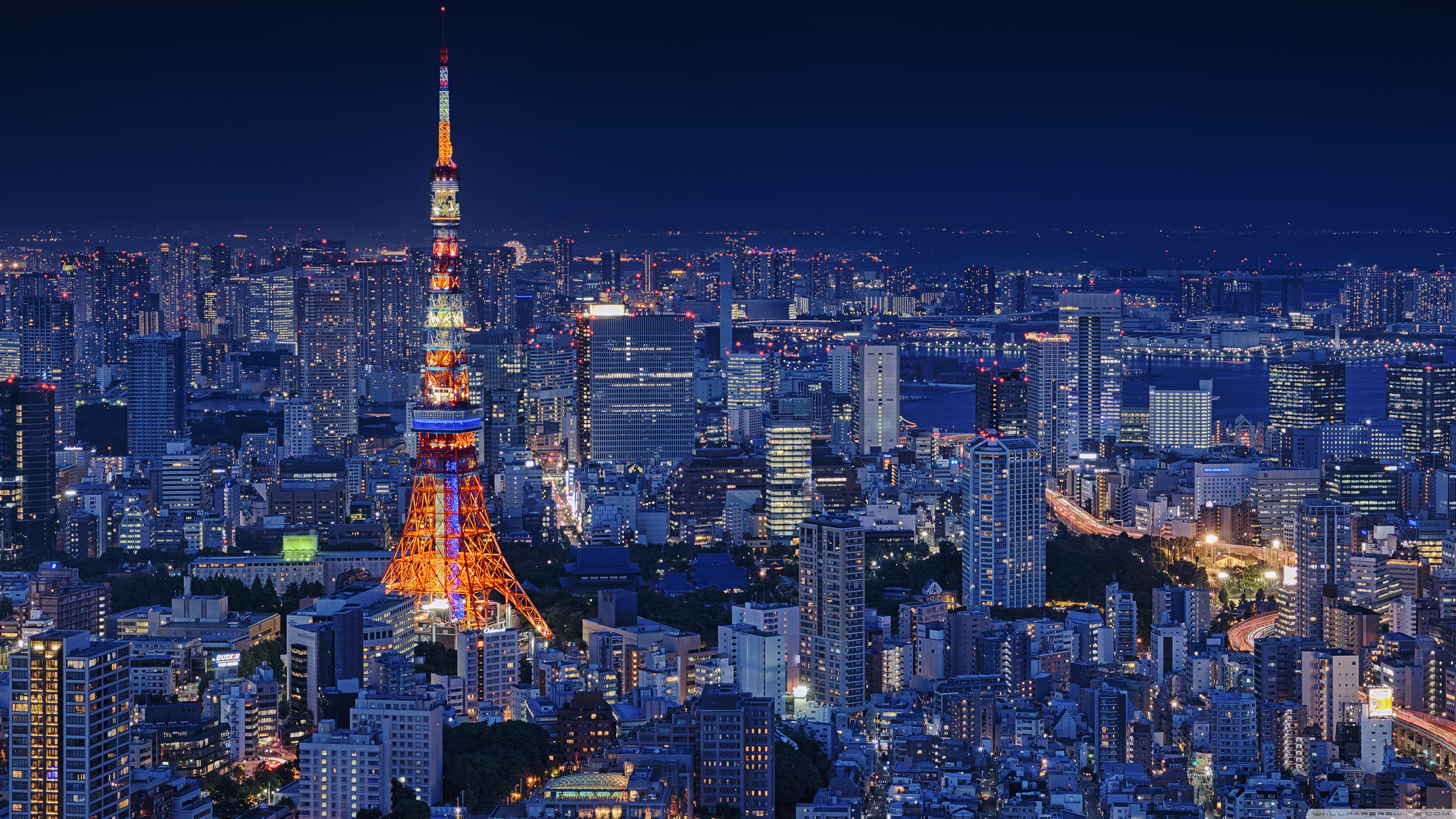 Tokyo Tower, Night, City 4K UHD Wallpaper for UltraHD Desktop and TV, Smartphone and Tablet Devices