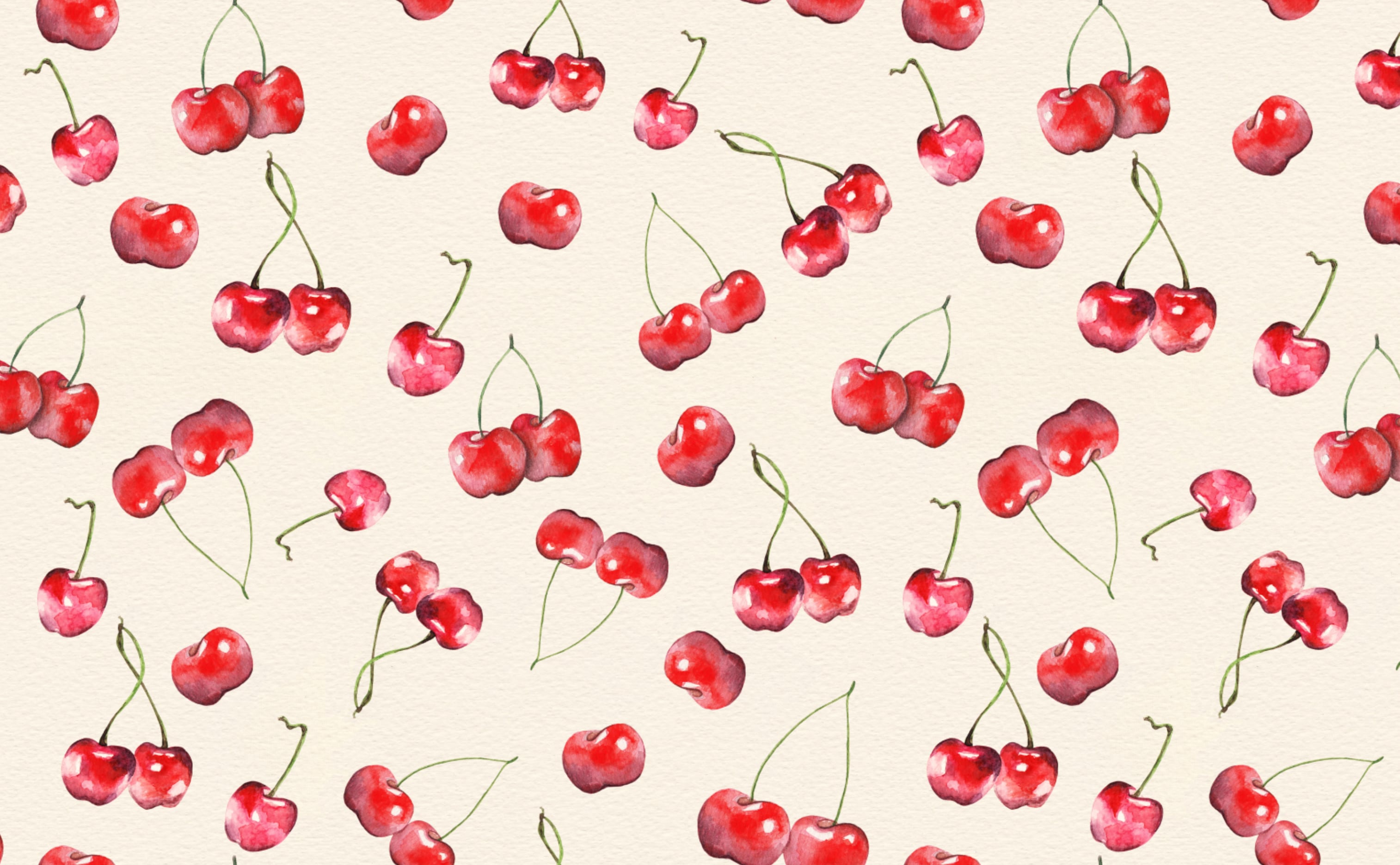 Cherry Pattern. Wallpaper And Stick Smooth