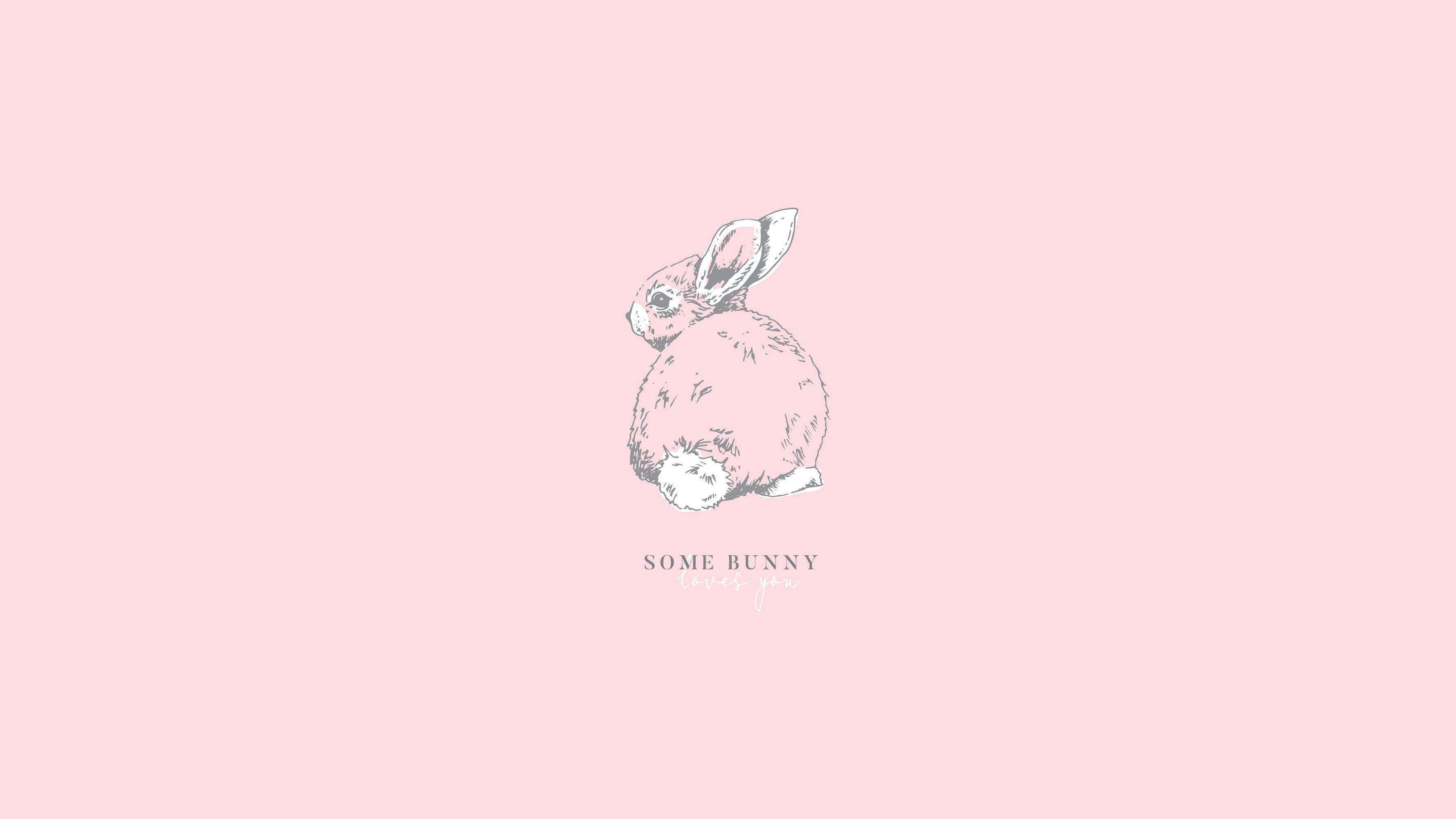 someBUNNY loves you. Pastel pink. Wallpaper [3556x2000]