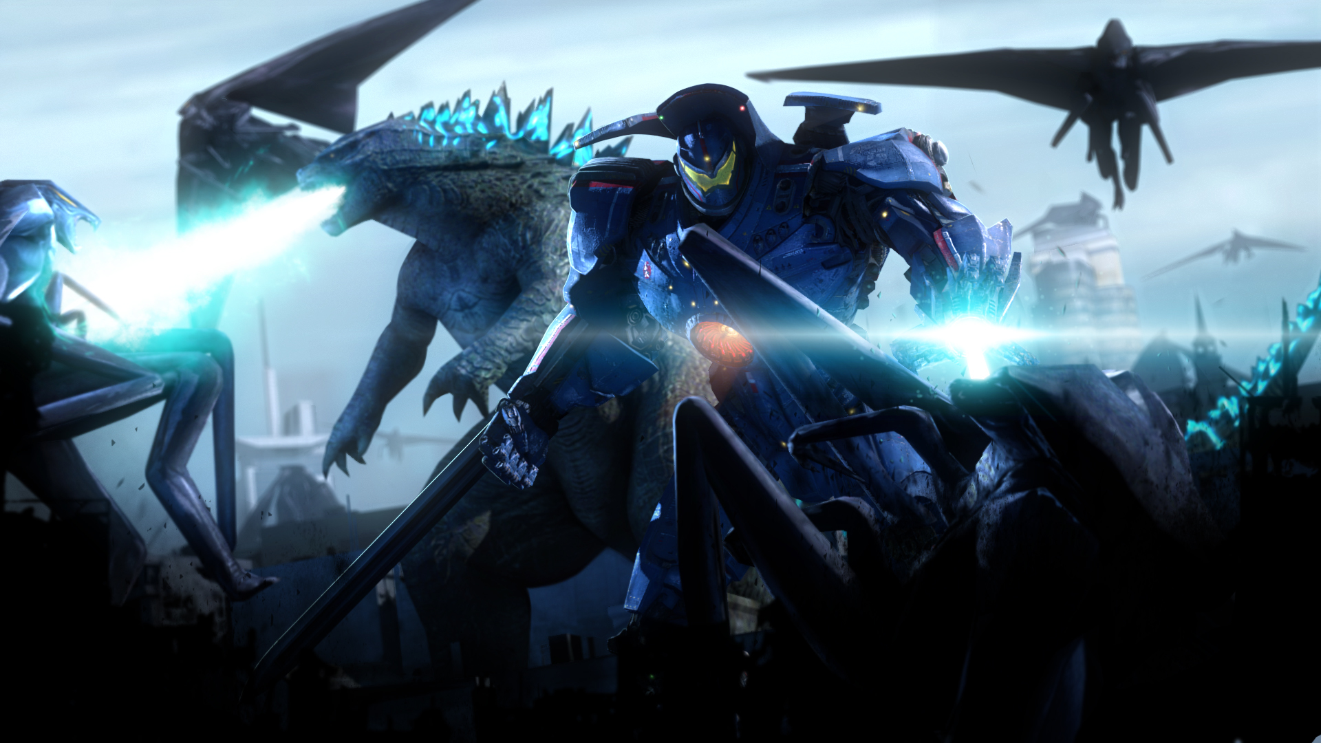 Wallpaper monsters, Godzilla, Pacific Rim, Gipsy Danger, Pacific rim for mobile and desktop, section фильмы, resolution 1920x1080