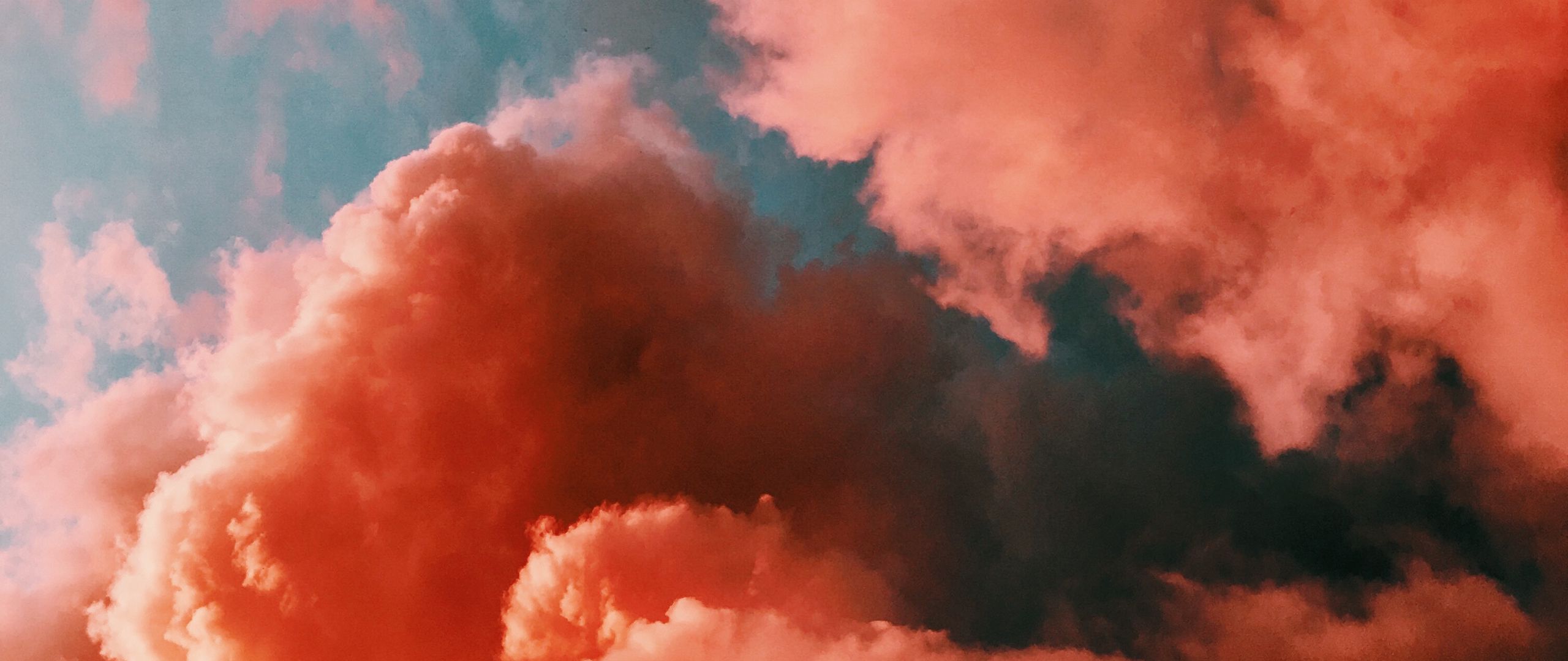 Download wallpaper 2560x1080 clouds, sky, porous, pink dual wide 1080p HD background