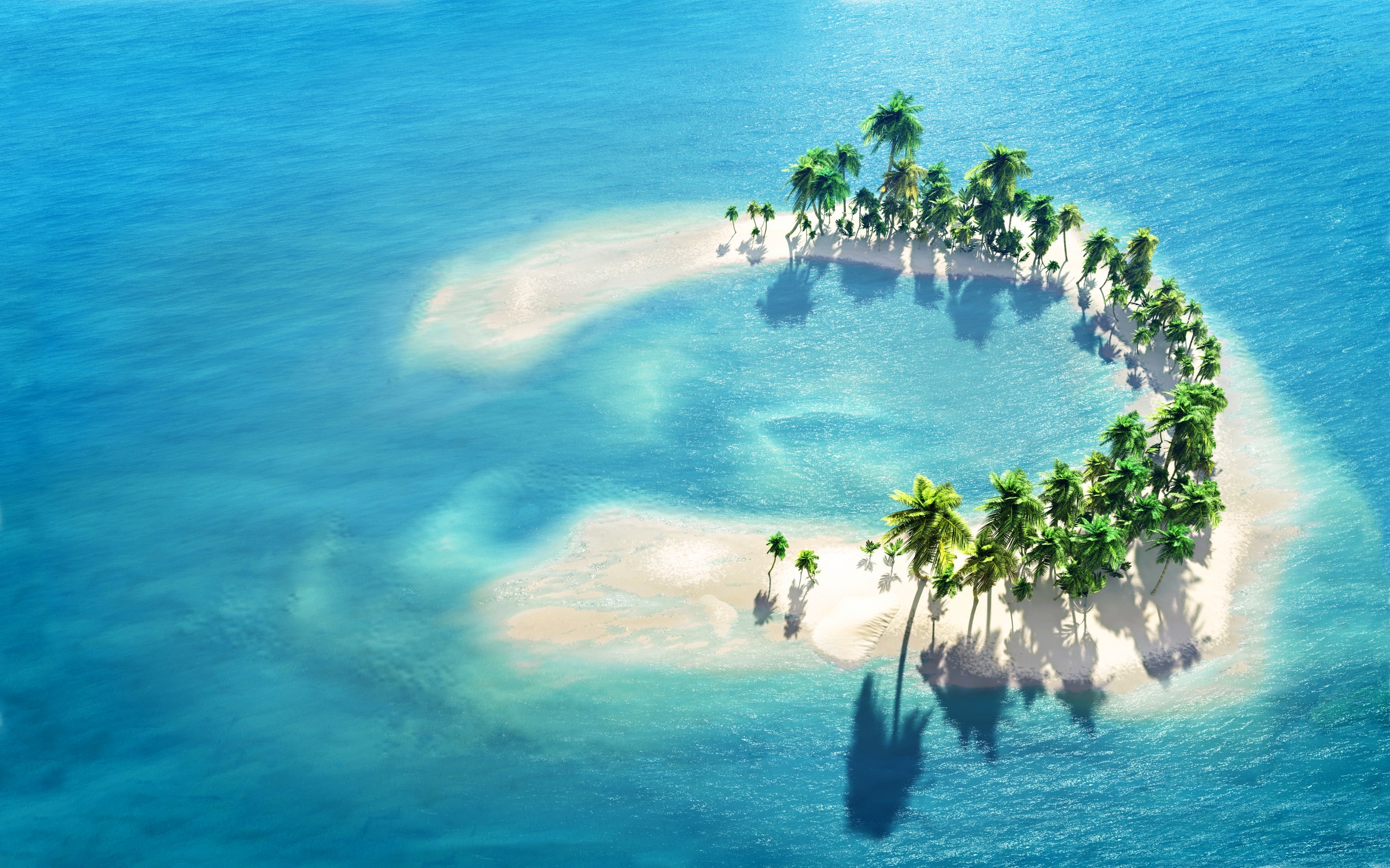 Wallpaper sand, palm trees, the ocean, island, The Maldives, ocean, island, Maldives for mobile and desktop, section пейзажи, resolution 2560x1600