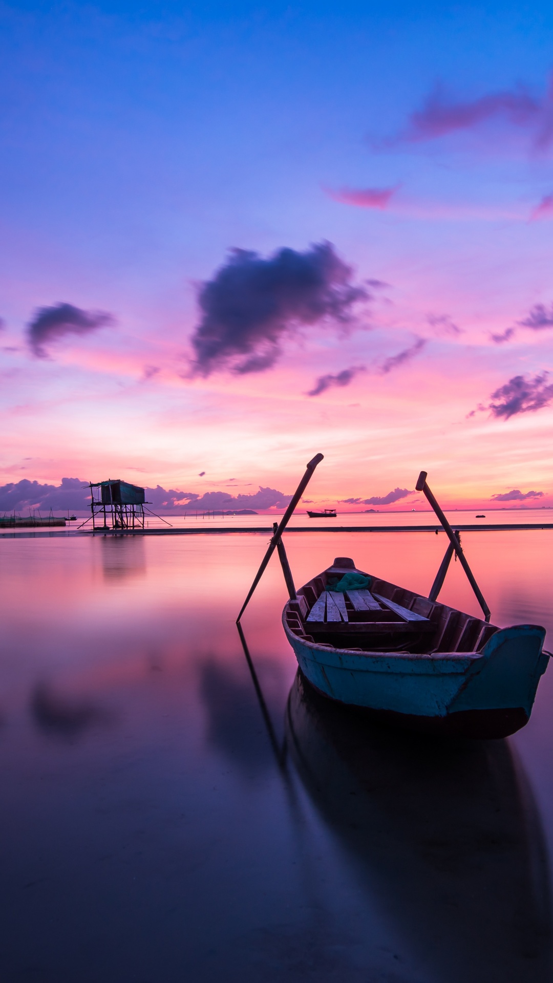 Rowing boat Wallpaper 4K, Sunset, Body of Water, Beach