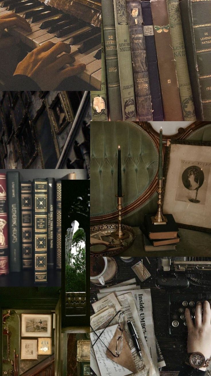 Dark Green Academia Phone Wallpaper