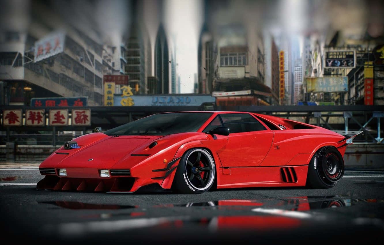 Download Stunning Vintage Lamborghini Countach in Action Wallpaper