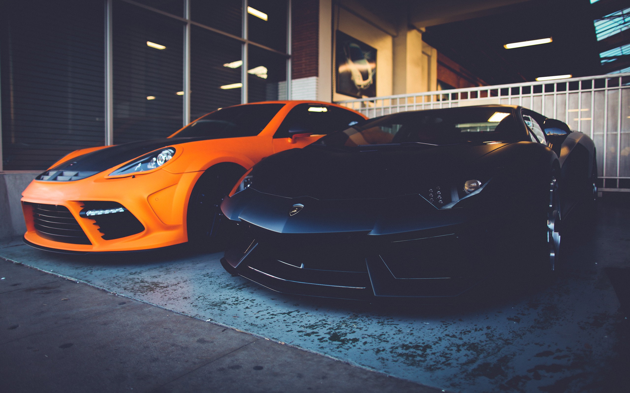 Lamborghini Aventador, Porsche Panamera, Car, Black, Orange, Vintage Wallpaper HD / Desktop and Mobile Background