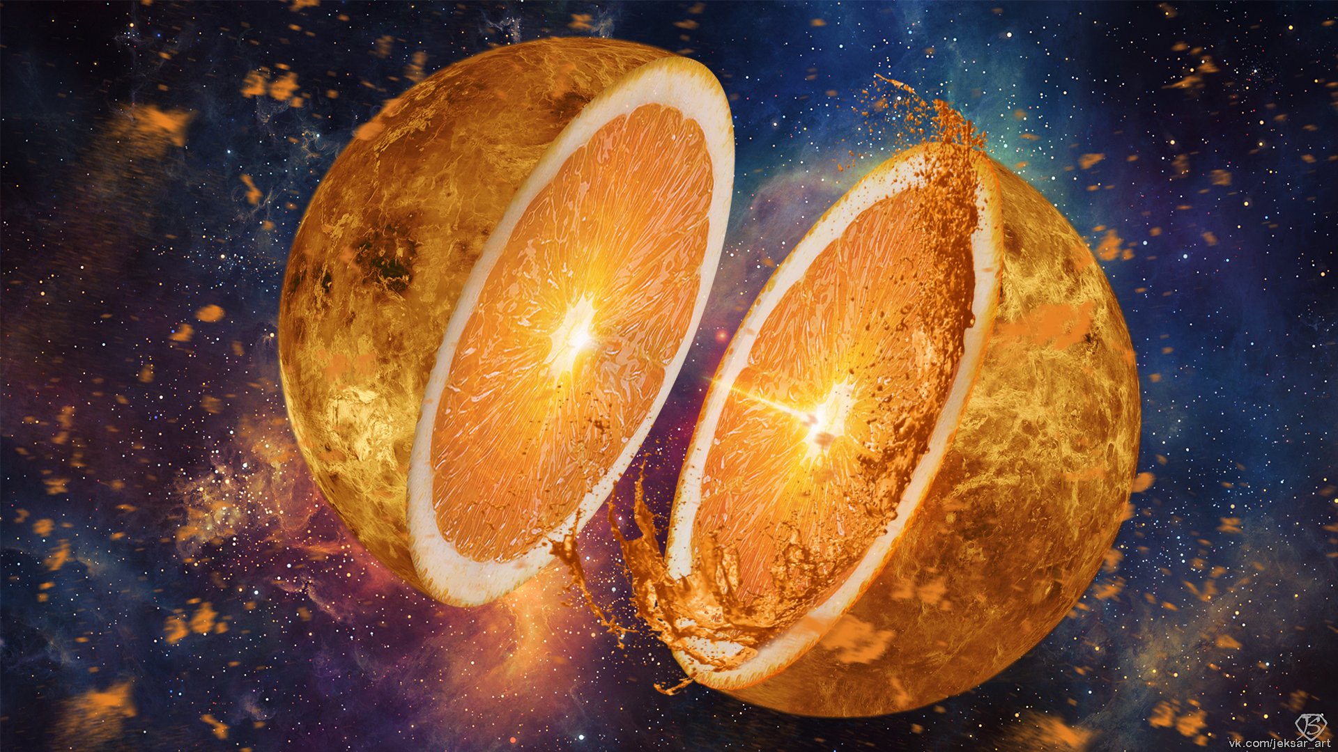 Surreal Space Orange Planet