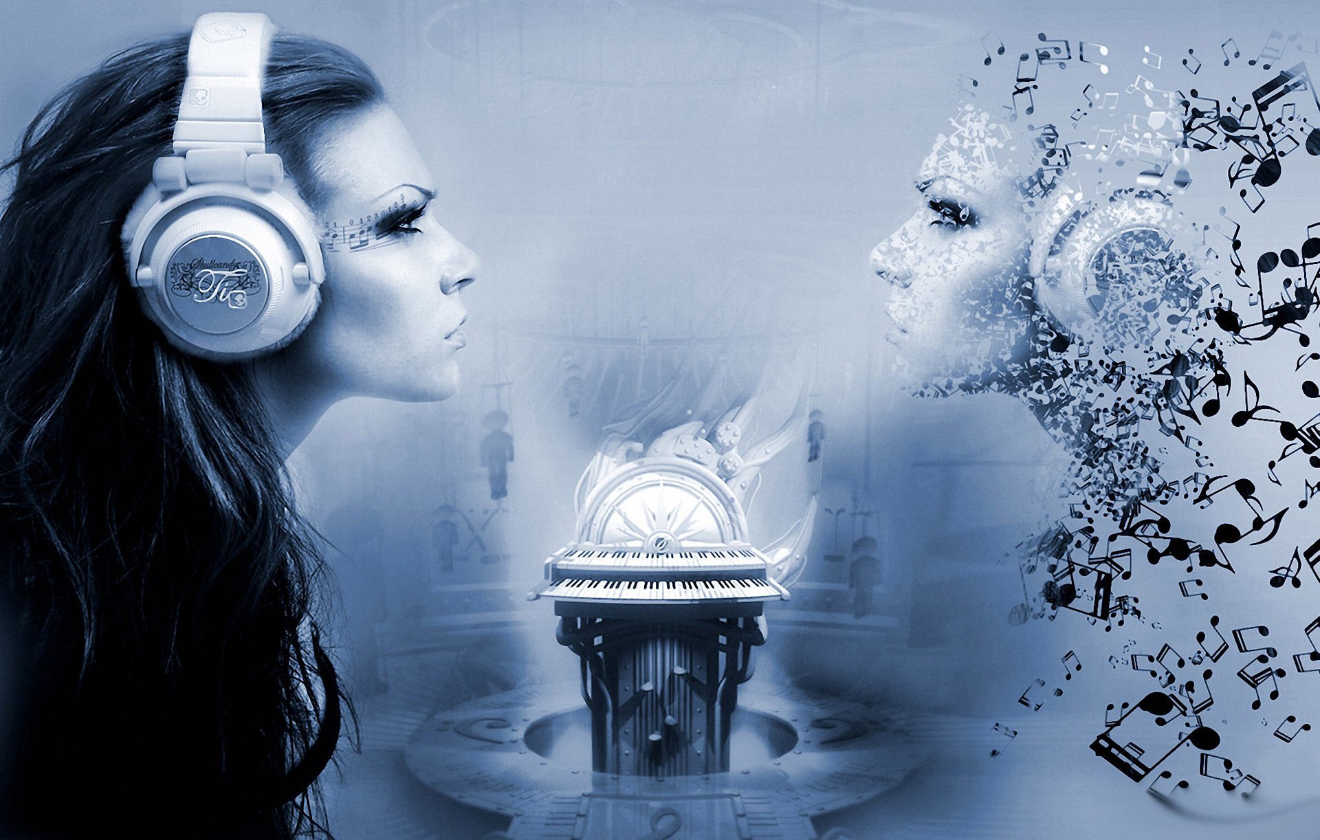 A girl listening to music with headphones for your phone