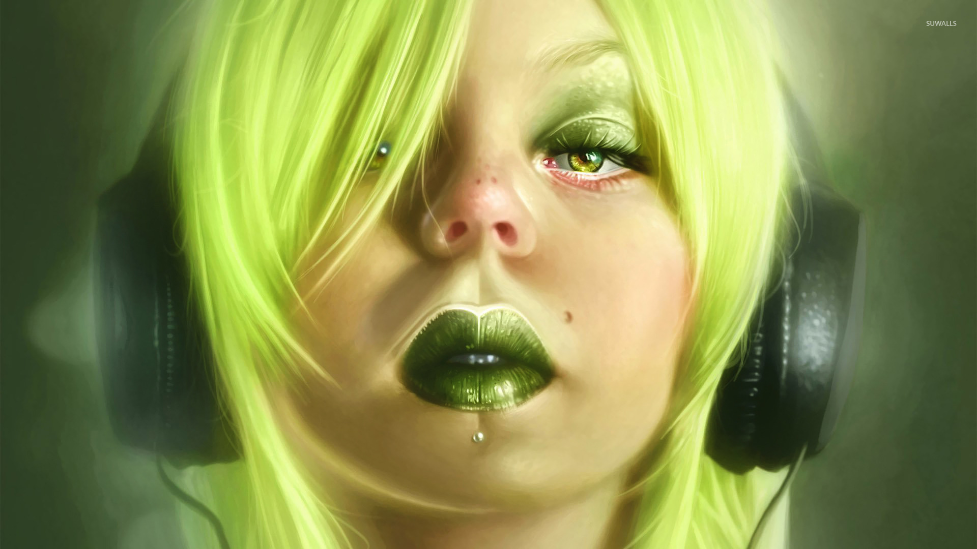 Pierced girl listening to music wallpaper Art wallpaper