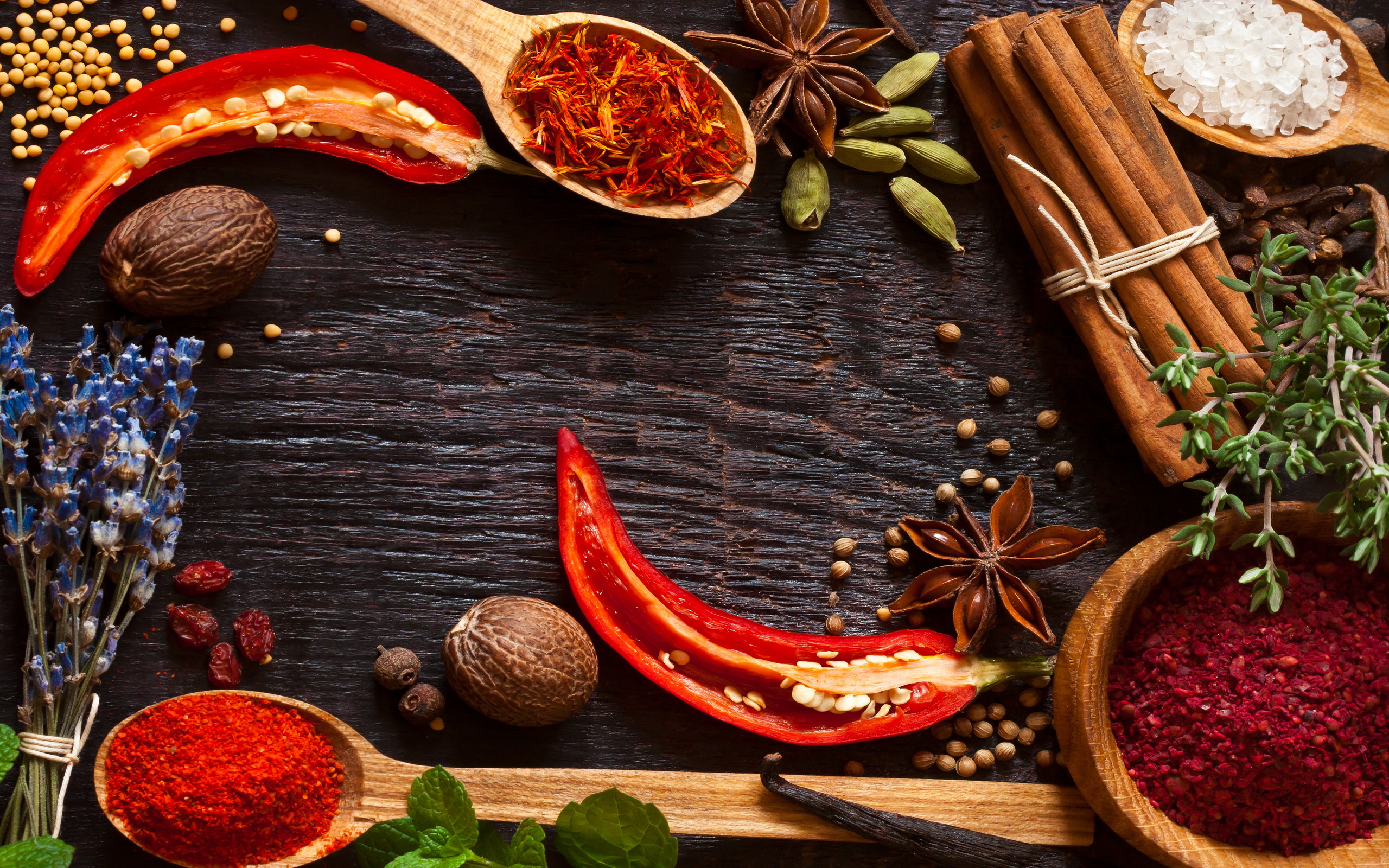 Vibrant Herbs and Spices: An Exquisite HD Wallpaper