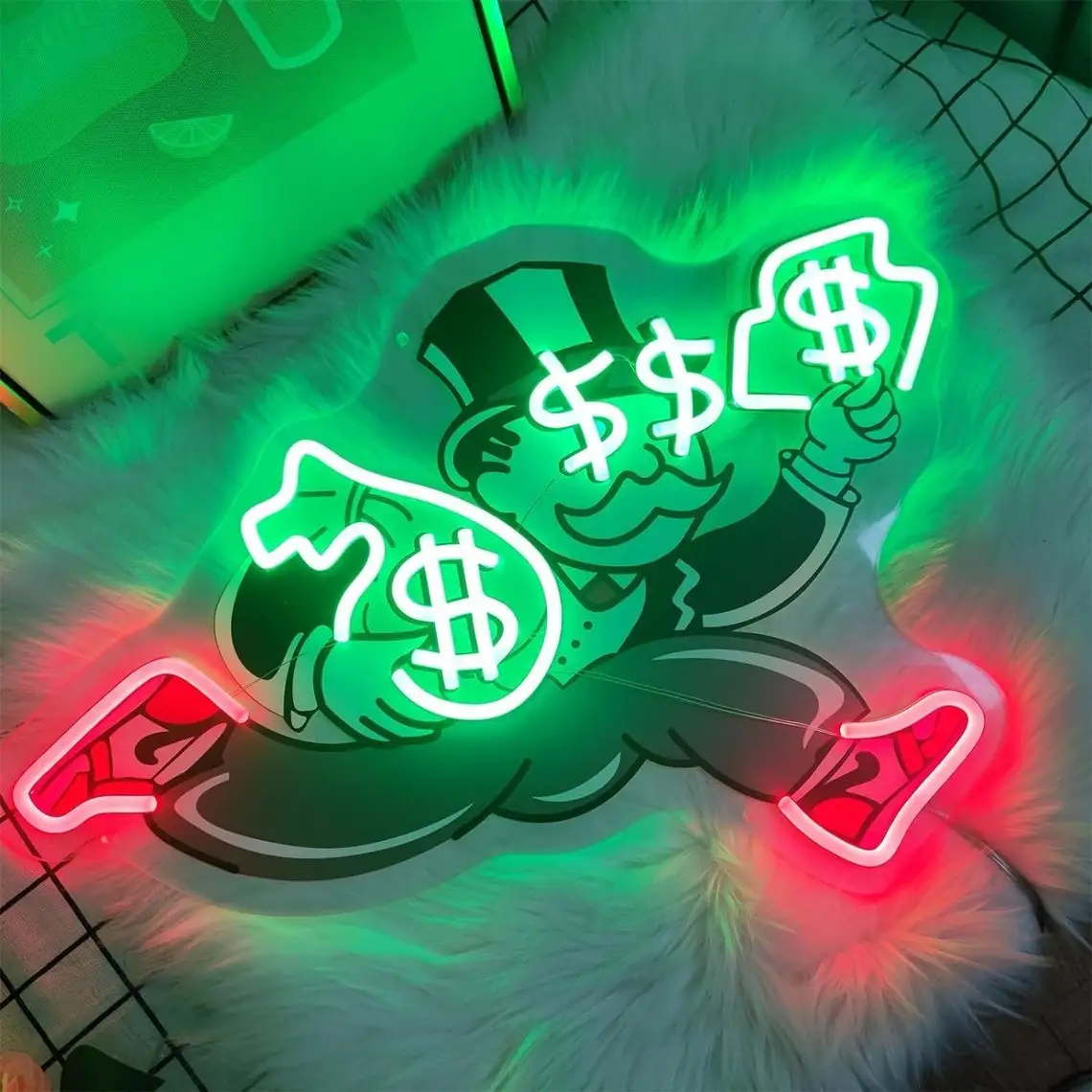 Money Neon Sign Monopoly01 Man Family Birthday Bar Decor Home Wall Decor Man Cave Sign Personalized Gifts