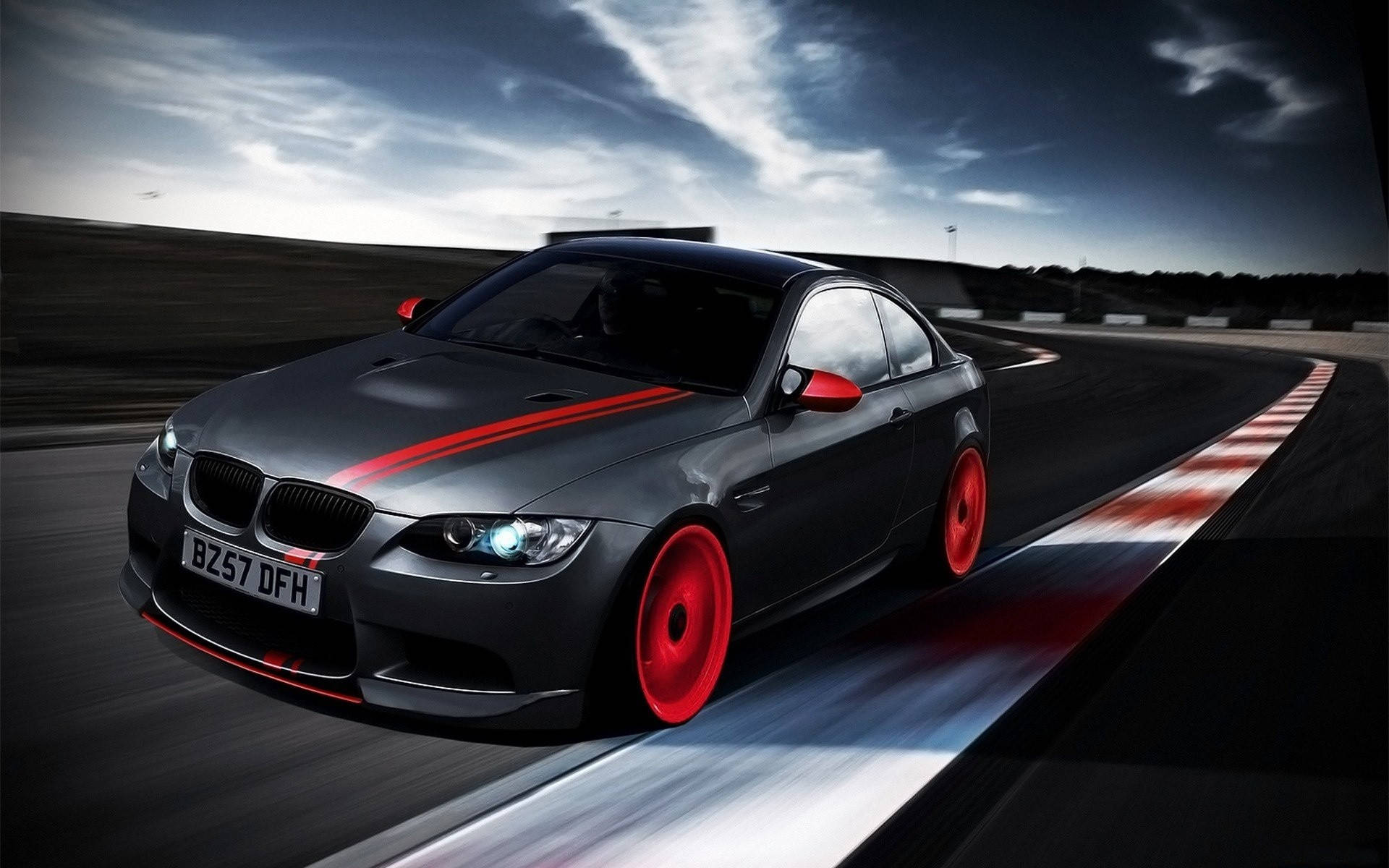 Download Black And Red BMW M3 In A Highway Wallpaper