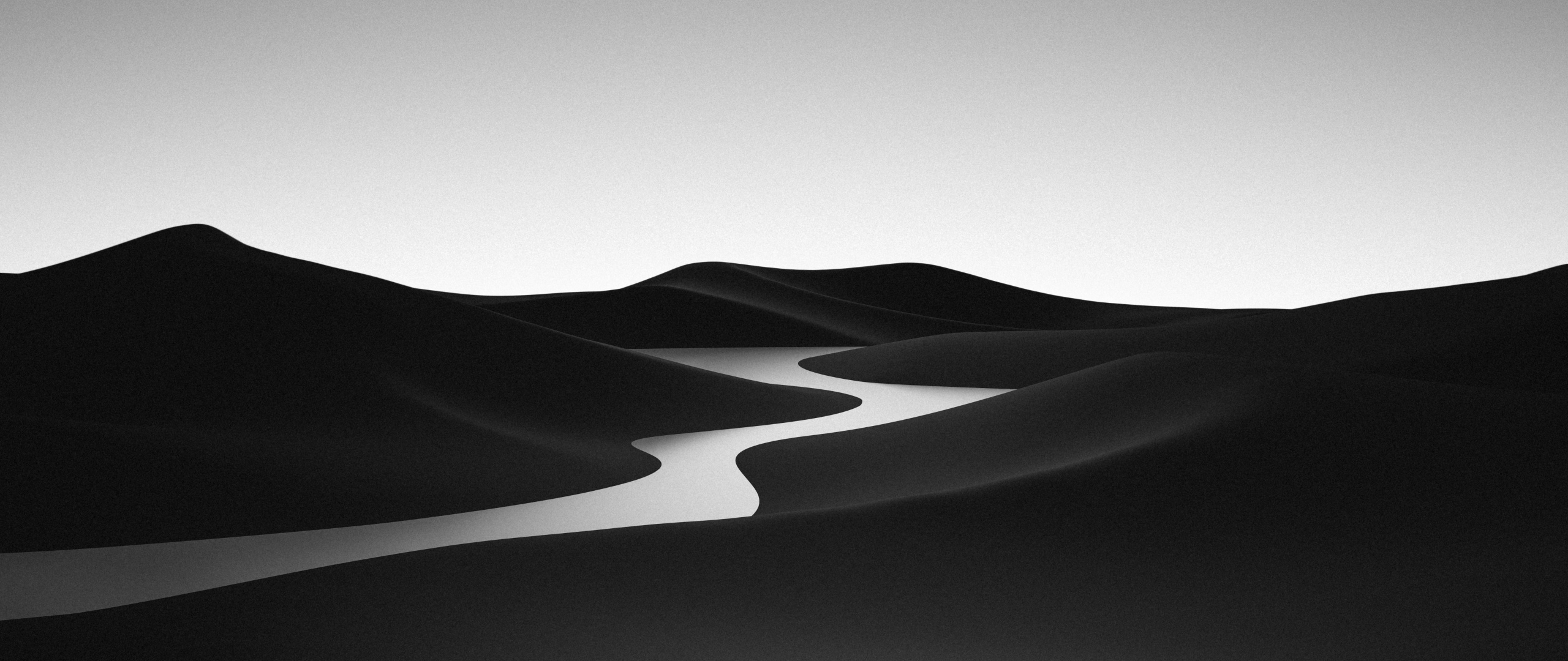 Black and White Wallpaper 4K, Landscape, Desert, River