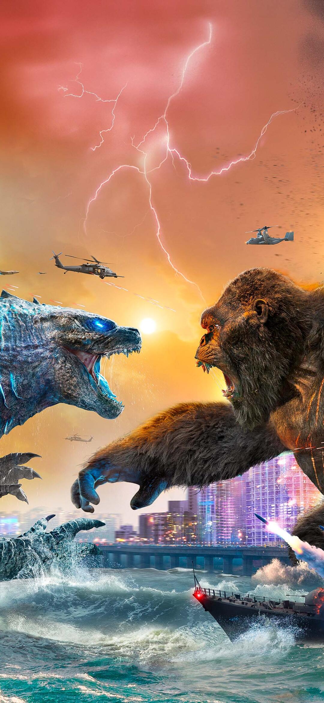 Godzilla X Kong: The New Empire Wallpaper 4k IPhone For Samsung Galaxy S24 S23 S22, Samsung Galaxy A72 A73, OnePlus 8 8T 9 9R 10 10R 11, OnePlus Nord 2 3, Xiaomi Mi 10 11 12 13