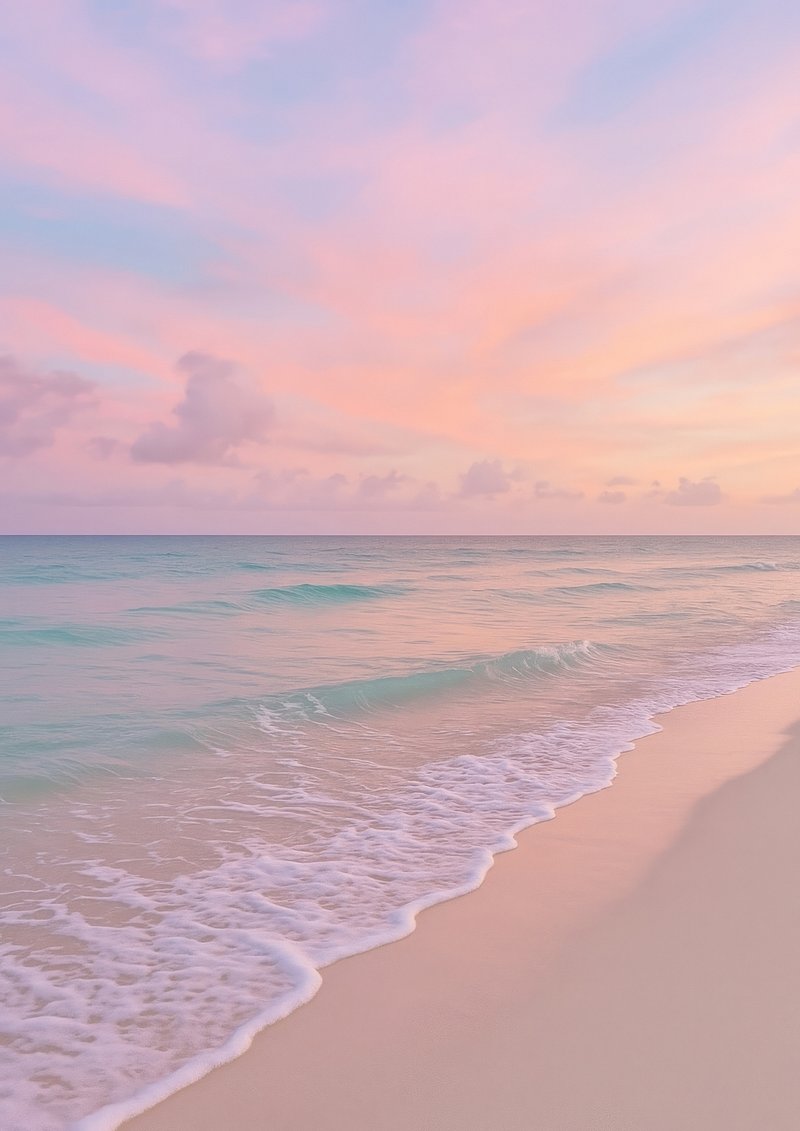 Sunset Pink Beach Image Wallpaper