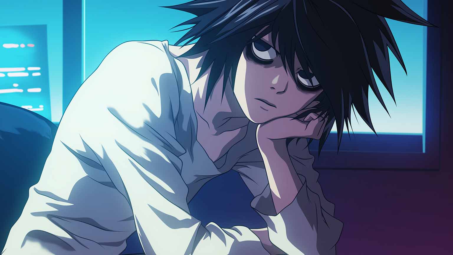 Death Note L Pensive Pose Desktop Wallpaper