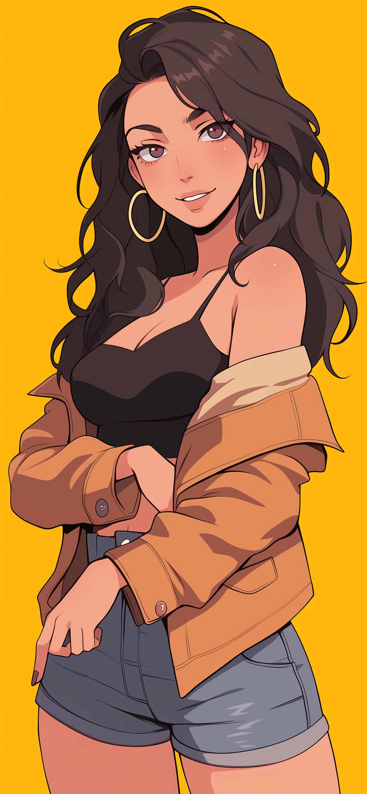 Baddie Girl Cartoon Style Background Wallpaper