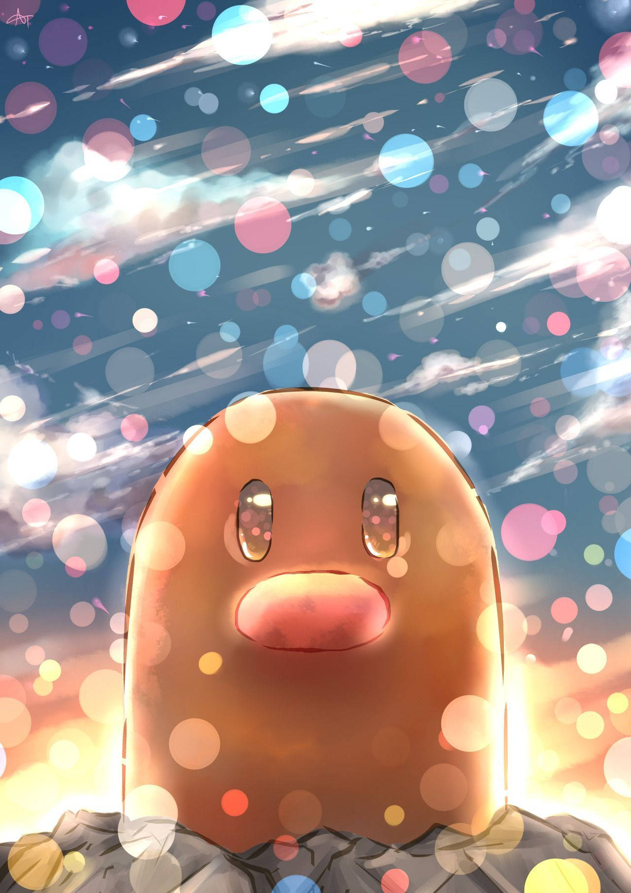 Download Art Of Diglett Pokémon With Lights Wallpaper