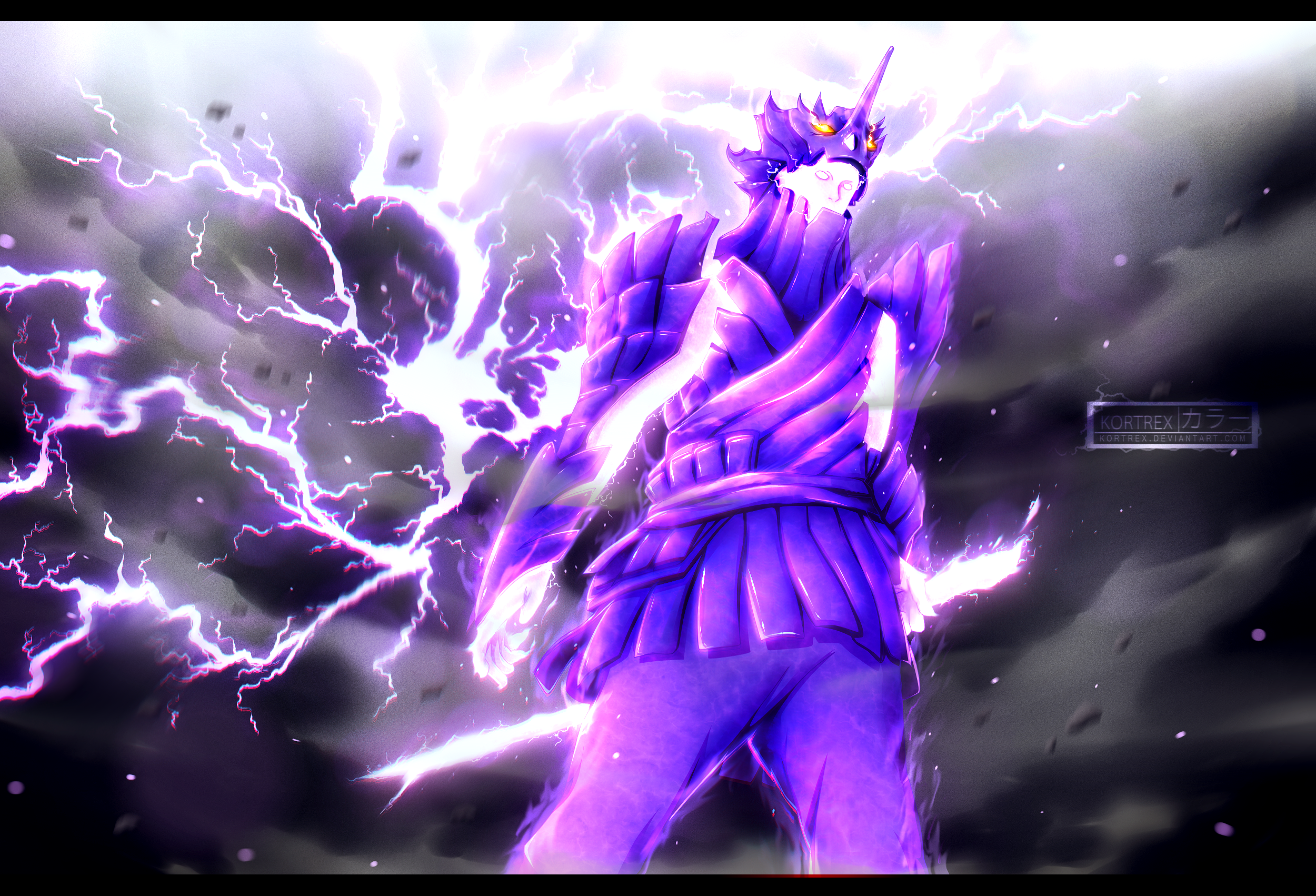 Susanoo's Thunder: Sasuke Uchiha Unleashed HD Wallpaper