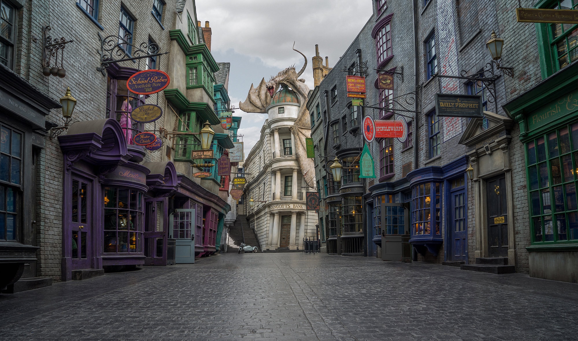 Wizard World Wallpaper Mural / Wizarding Alley Wallpaper / Magic Street Poster / Dragon Wallpaper / London Wallpaper