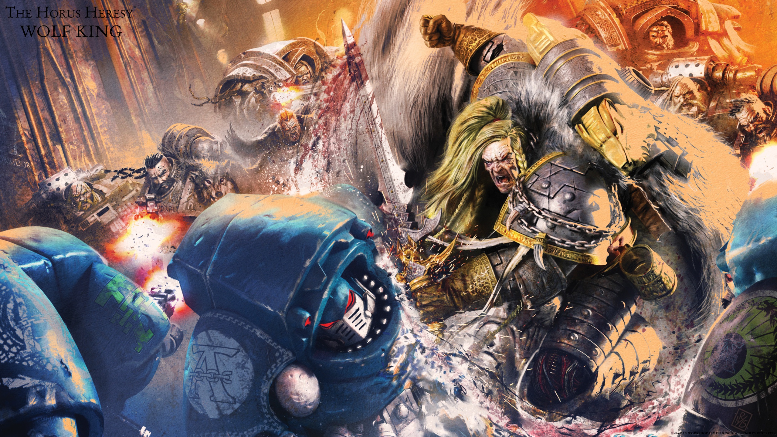 Wallpaper sword, Horus Heresy, Space Wolves, space marine, battle, book, Warhammer 40 000, Leman Russ for mobile and desktop, section фантастика, resolution 2560x1440