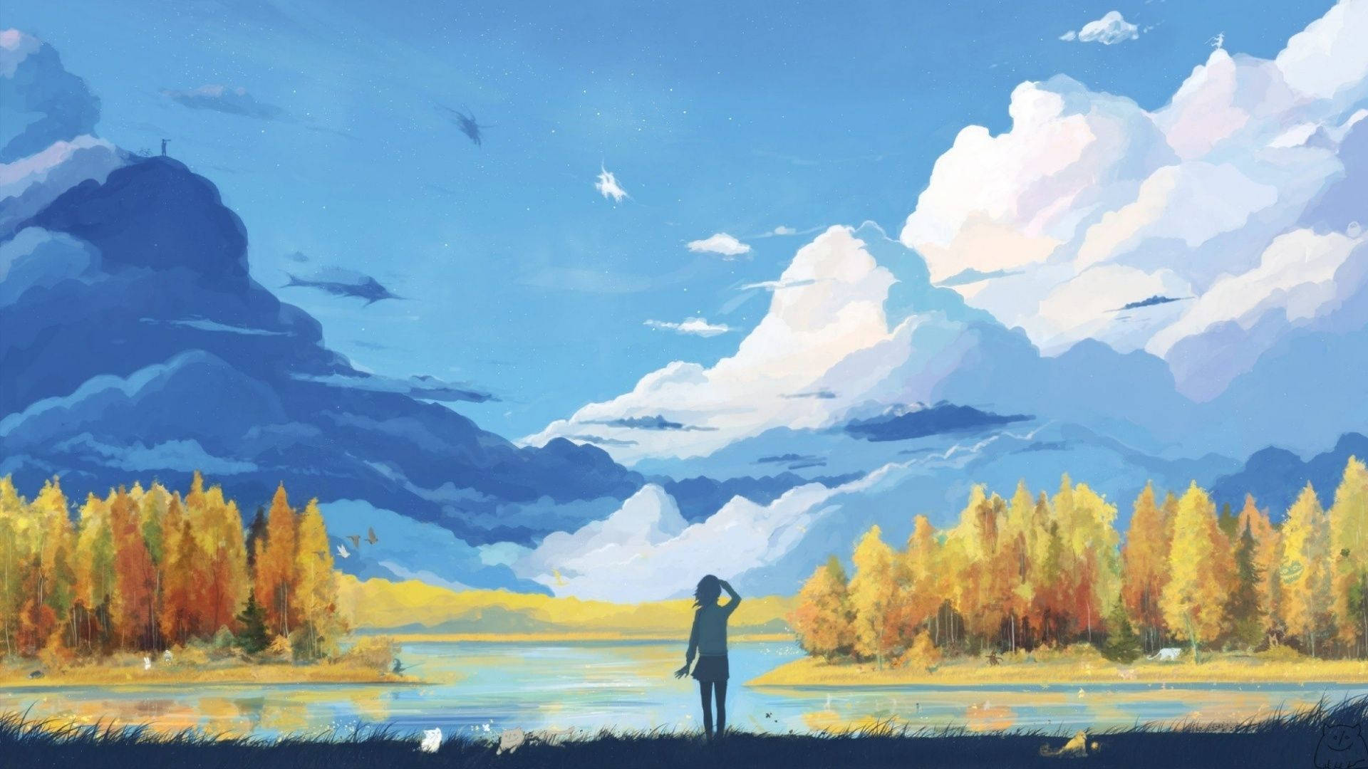 Download Pastel Colored Anime Landscape Wallpaper