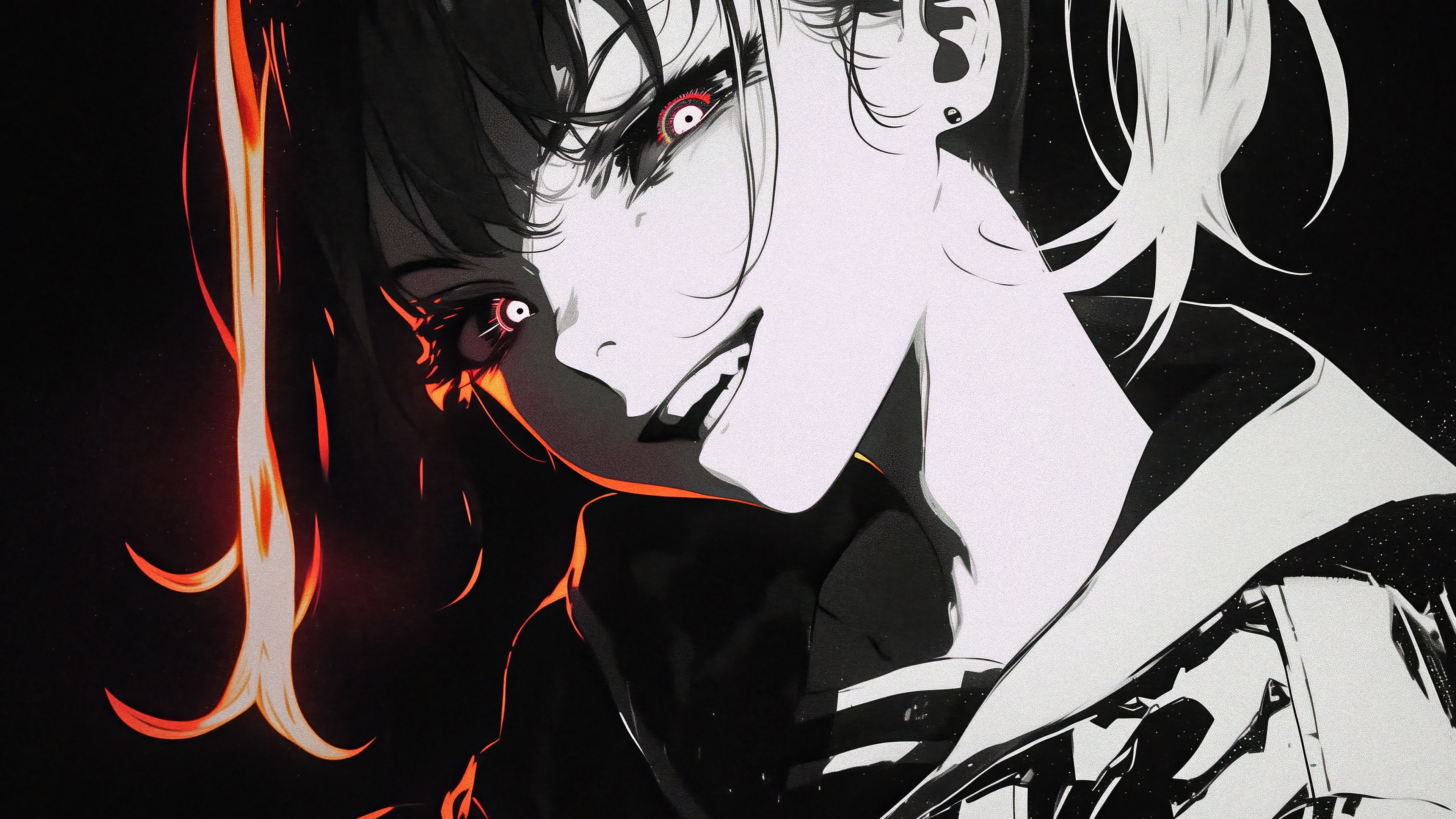 Download wallpaper 3840x2160 portrait, anime, girl, contrast, light, shadow 4k uhd 16:9 HD background