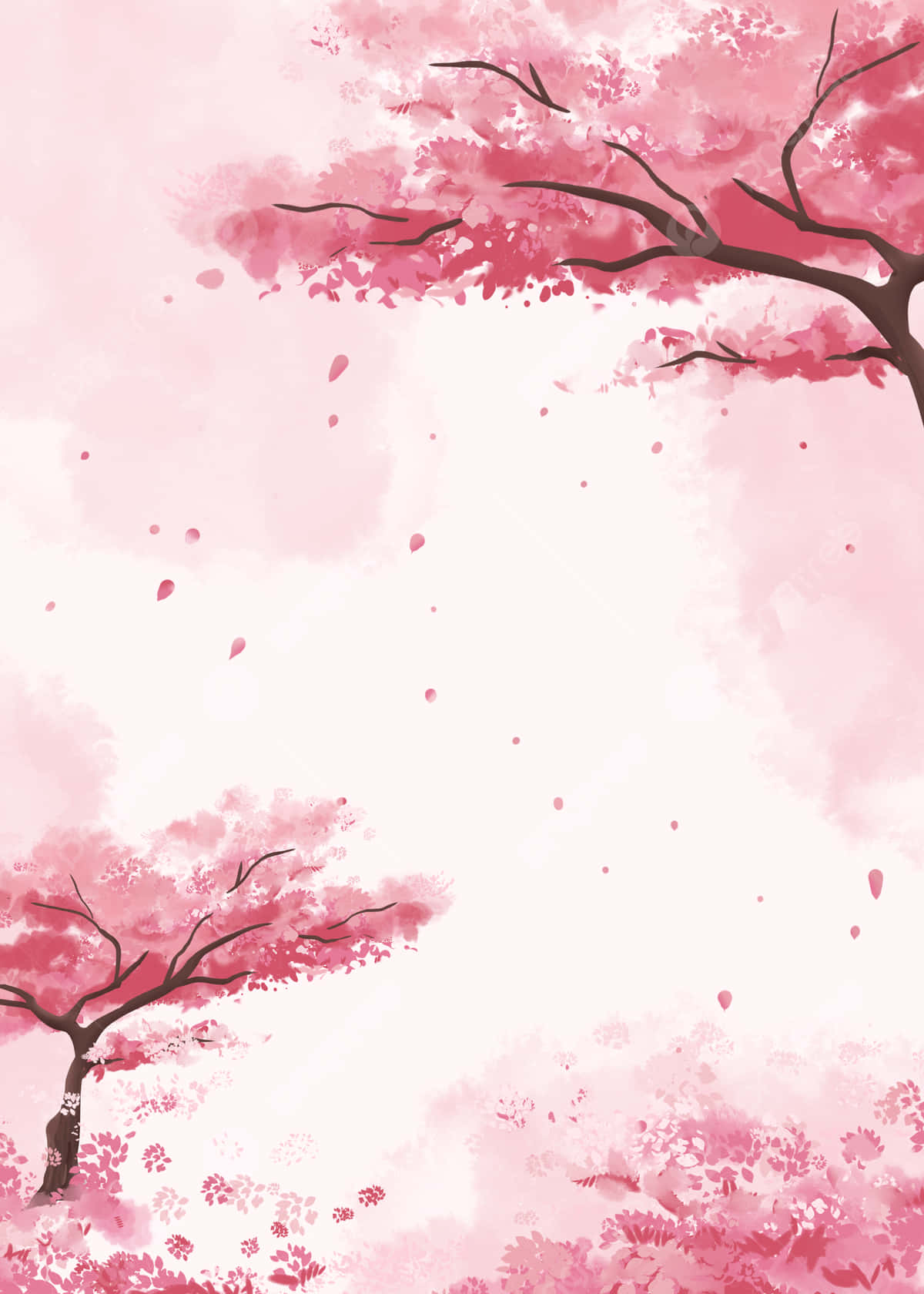 Download Cherry Blossom Watercolor Anime Background Wallpaper