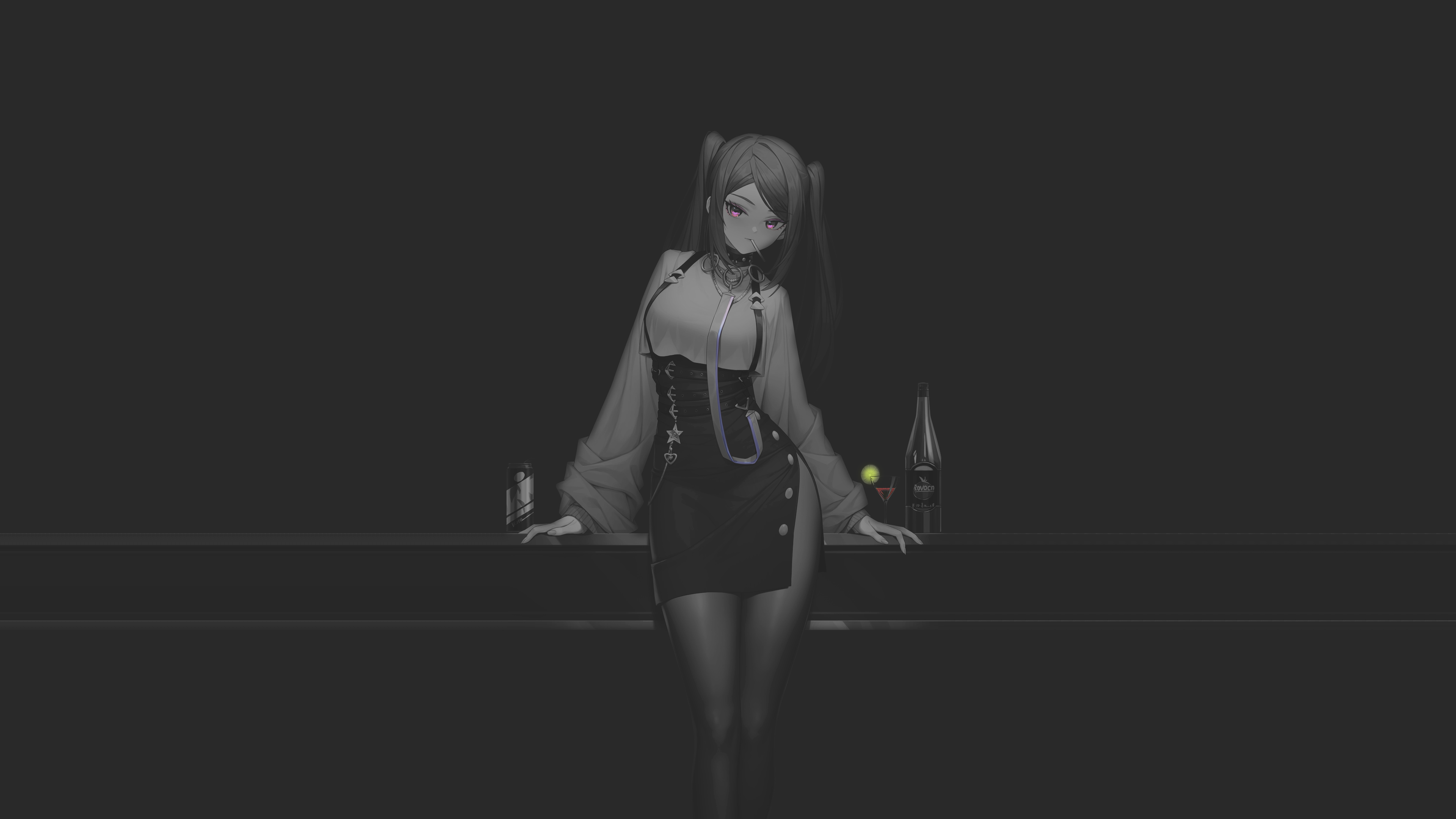 Black and white anime girl