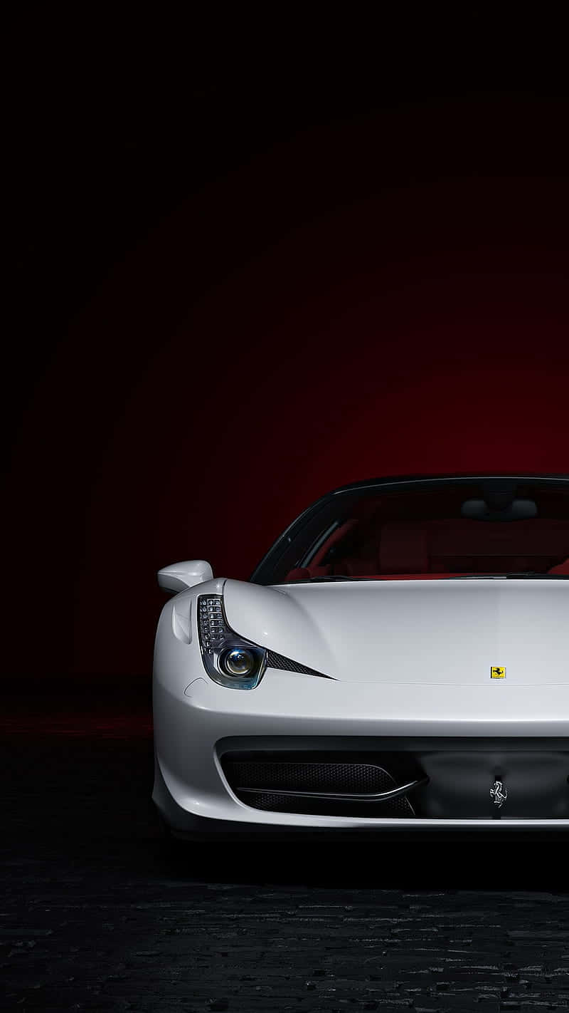 Download Unlock the Power of the White Ferrari iPhone Wallpaper