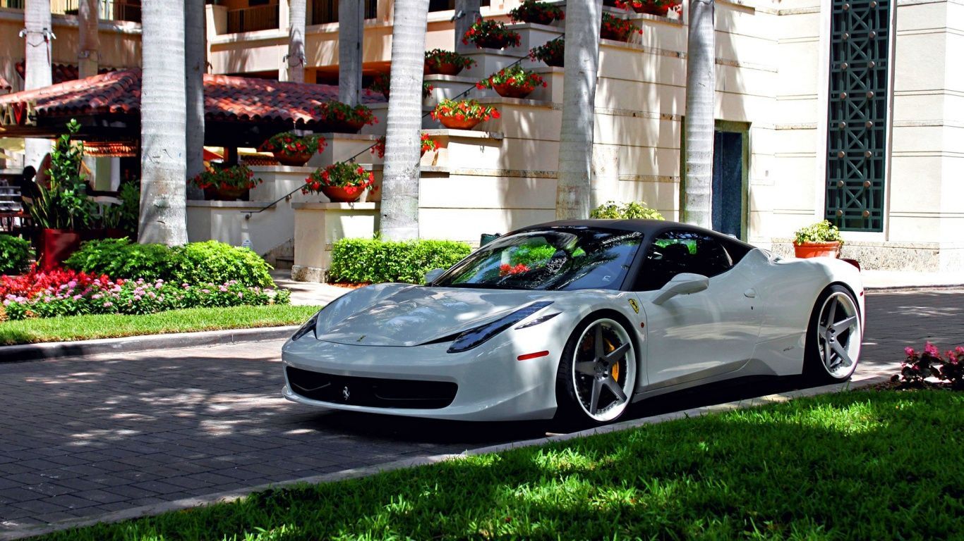 White ferrari 458 italia 1 Wallpaper