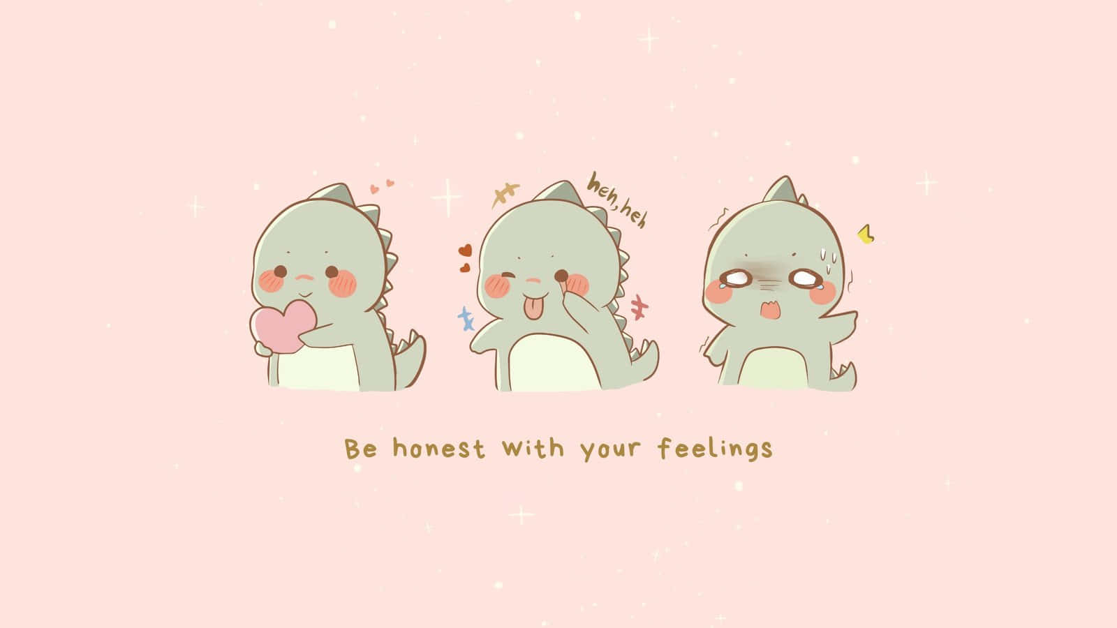 Download Cute Dinosaur Emotions Aesthetic Wallpaper