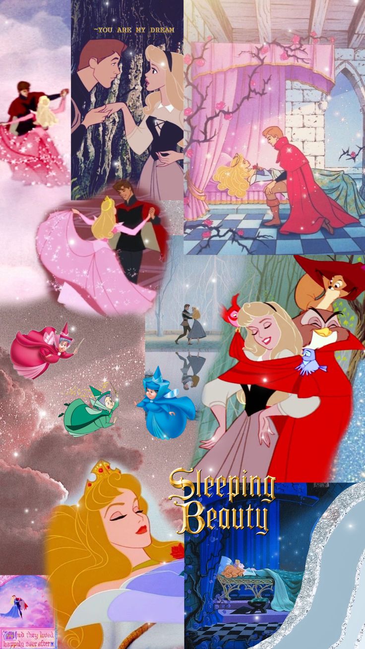 Sleeping Beauty Aurora Collage Wallpaper