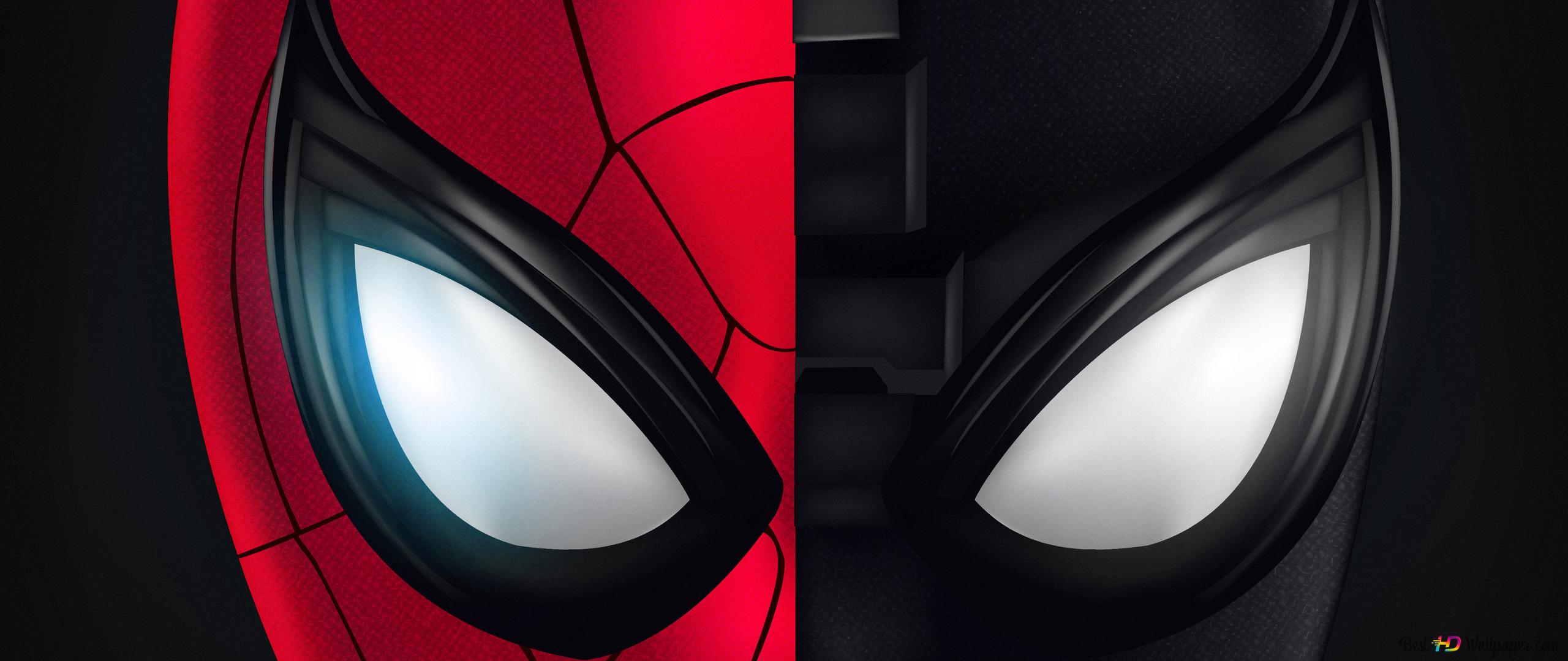 Half Red And Half Black Face Of Spider Man 2K wallpaper download