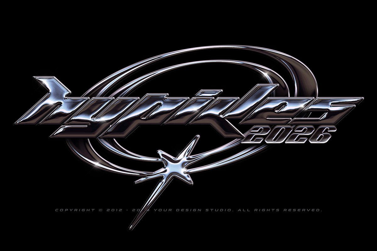 Y2K Chrome Text Effects Vol.2, A Layer Style Add On By Hyperpix Productions