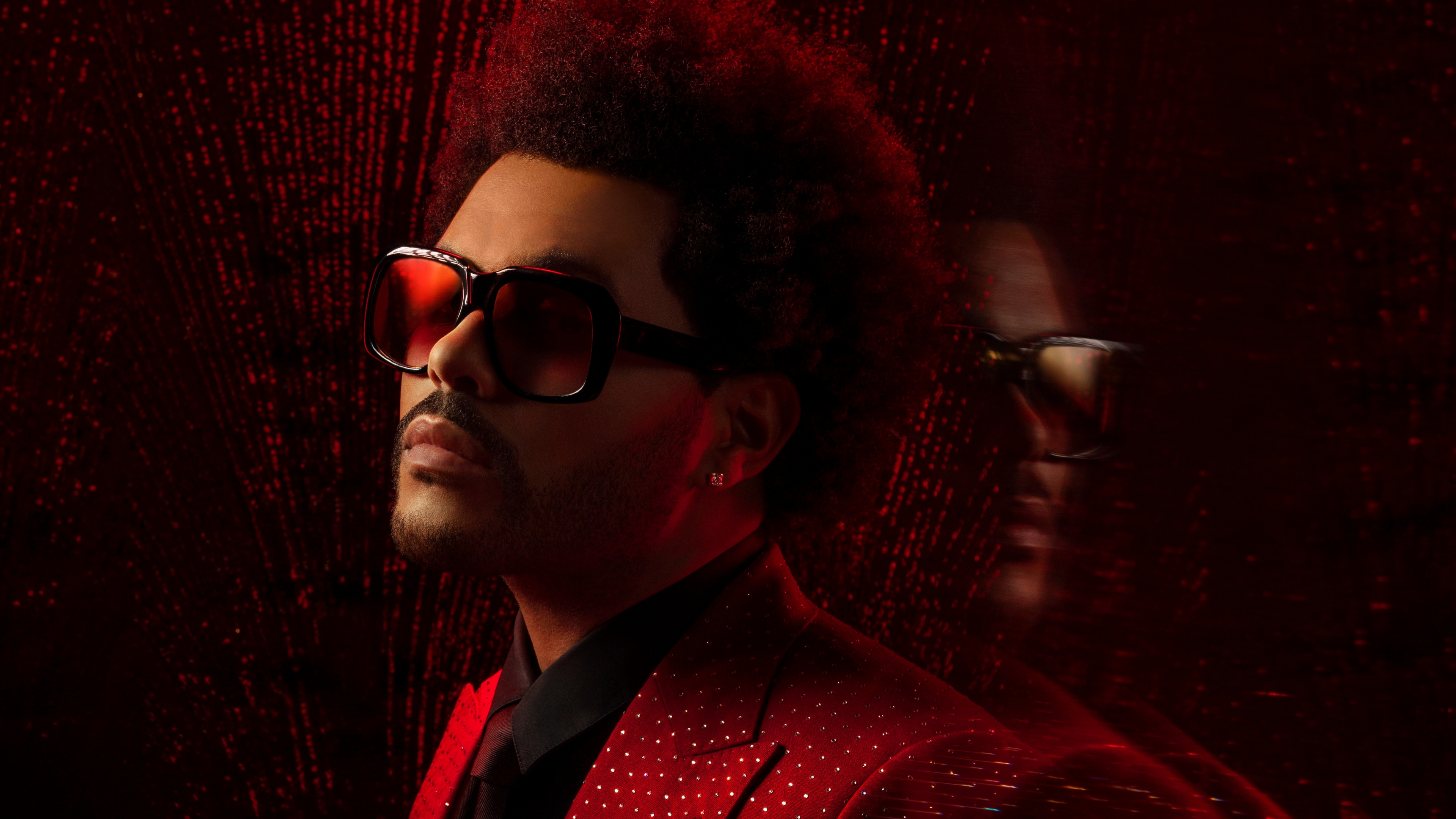 The Weeknd Wallpaper 4K, Canadian singer, Red background