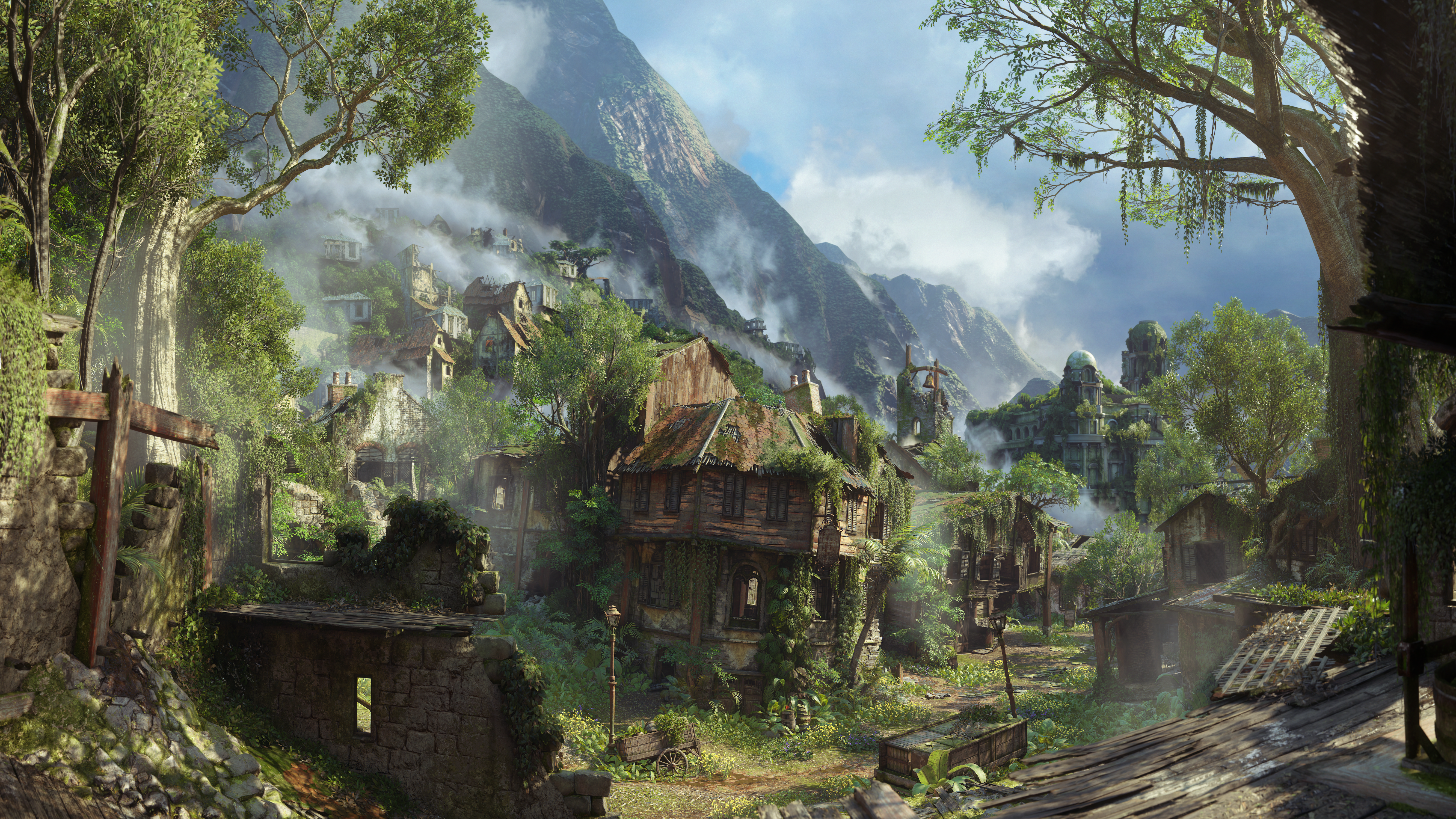 4K Ultra HD Wallpaper of Mountain Ruins in Uncharted 4: A Thief's End